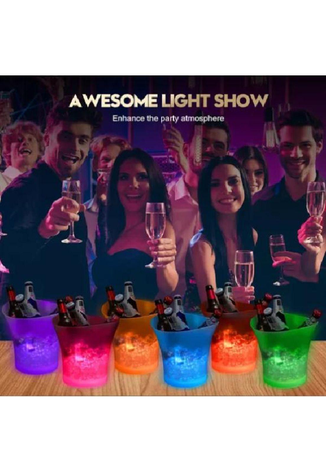 Cubitera Hielera con Luz LED 5L para Fiesta, Hogar, Bar Multicolor-4