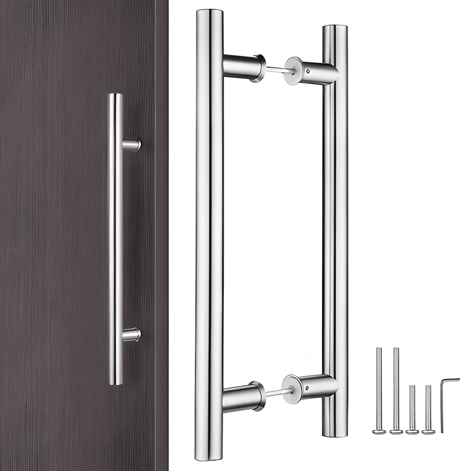 Manillón doble acero inoxidable 50 cm para puerta madera #3-0