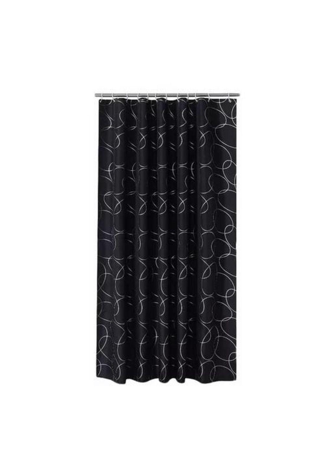 Cortina de baño lavable, tela de poliéster, 180x180 cm, impermeable, color negro-0