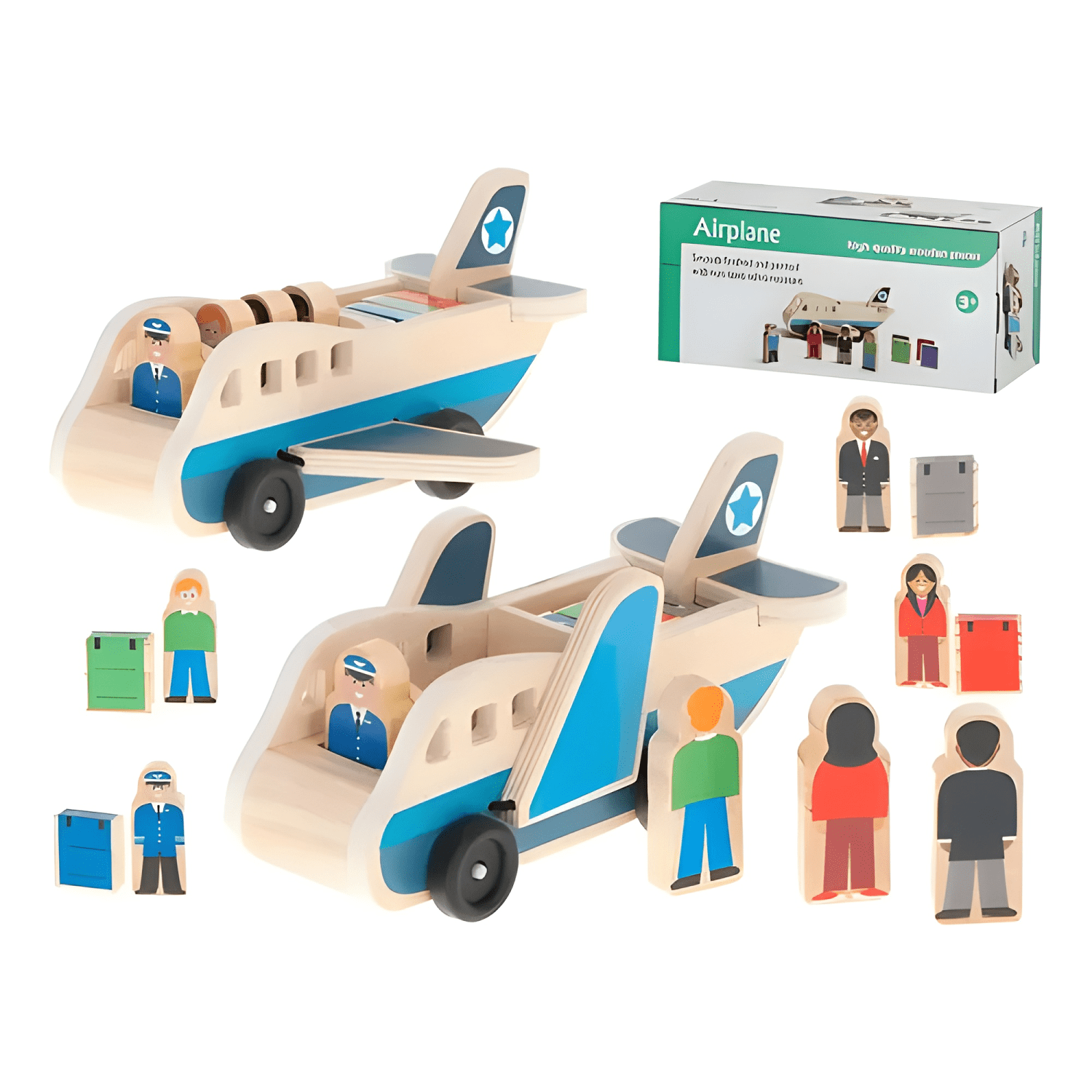 Juego didáctico avión madera para niños montessori regalo-0