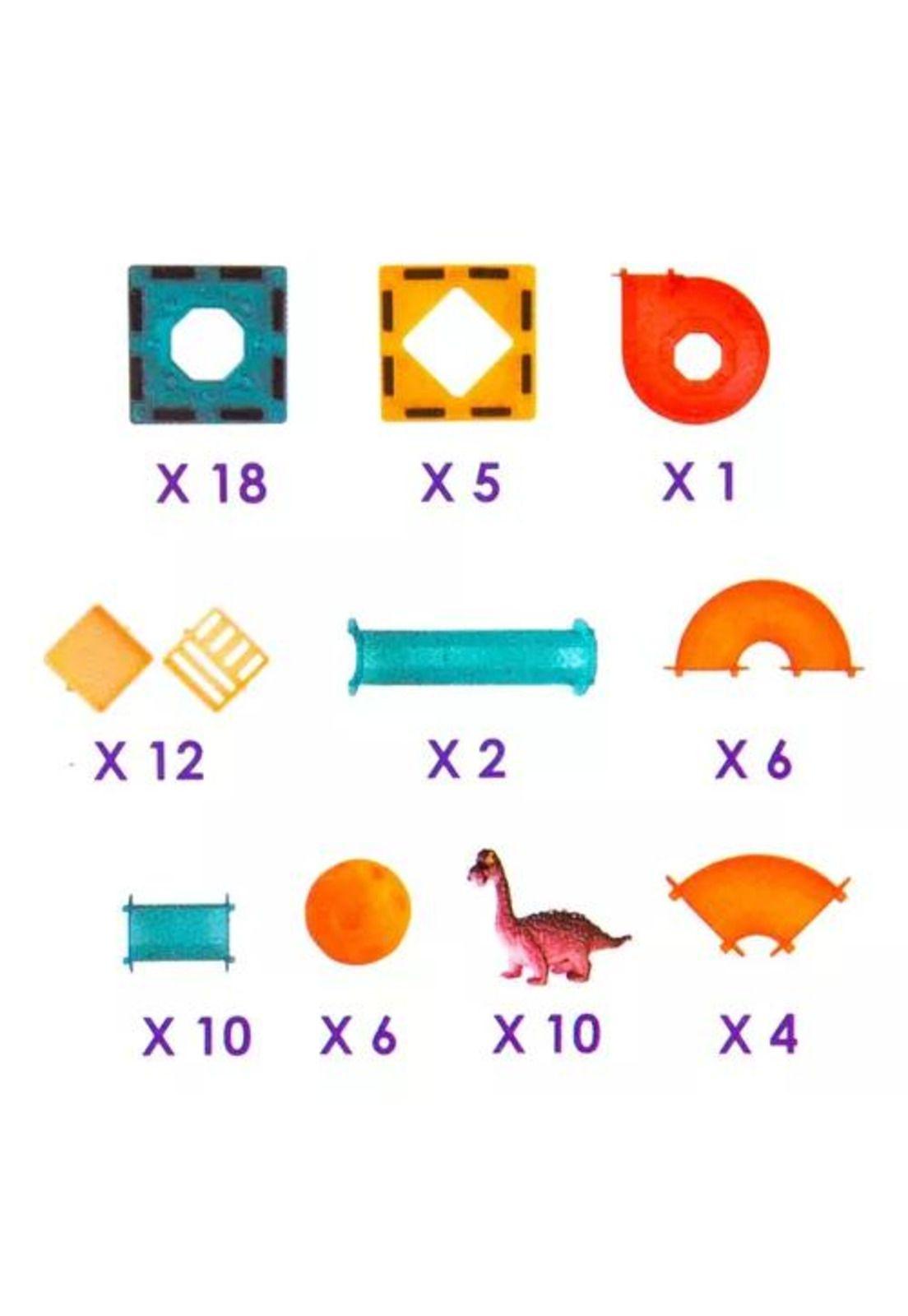 Bloques magnéticos didácticos de dinosaurios 74 piezas multicolor-1