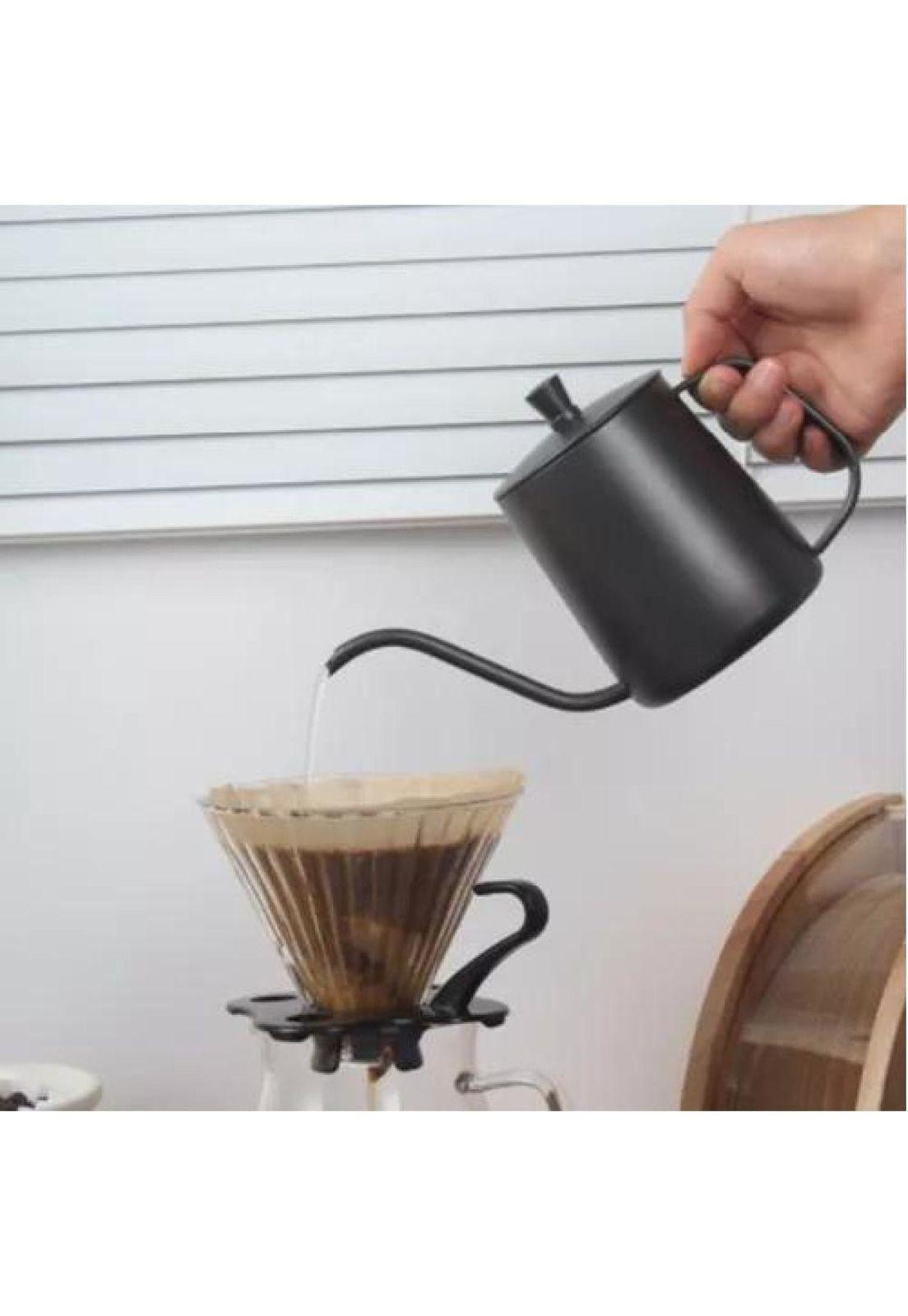 Tetera Cuello Cisne - Negra, 350 ml, para Café y Té, de Acero Inoxidable-3