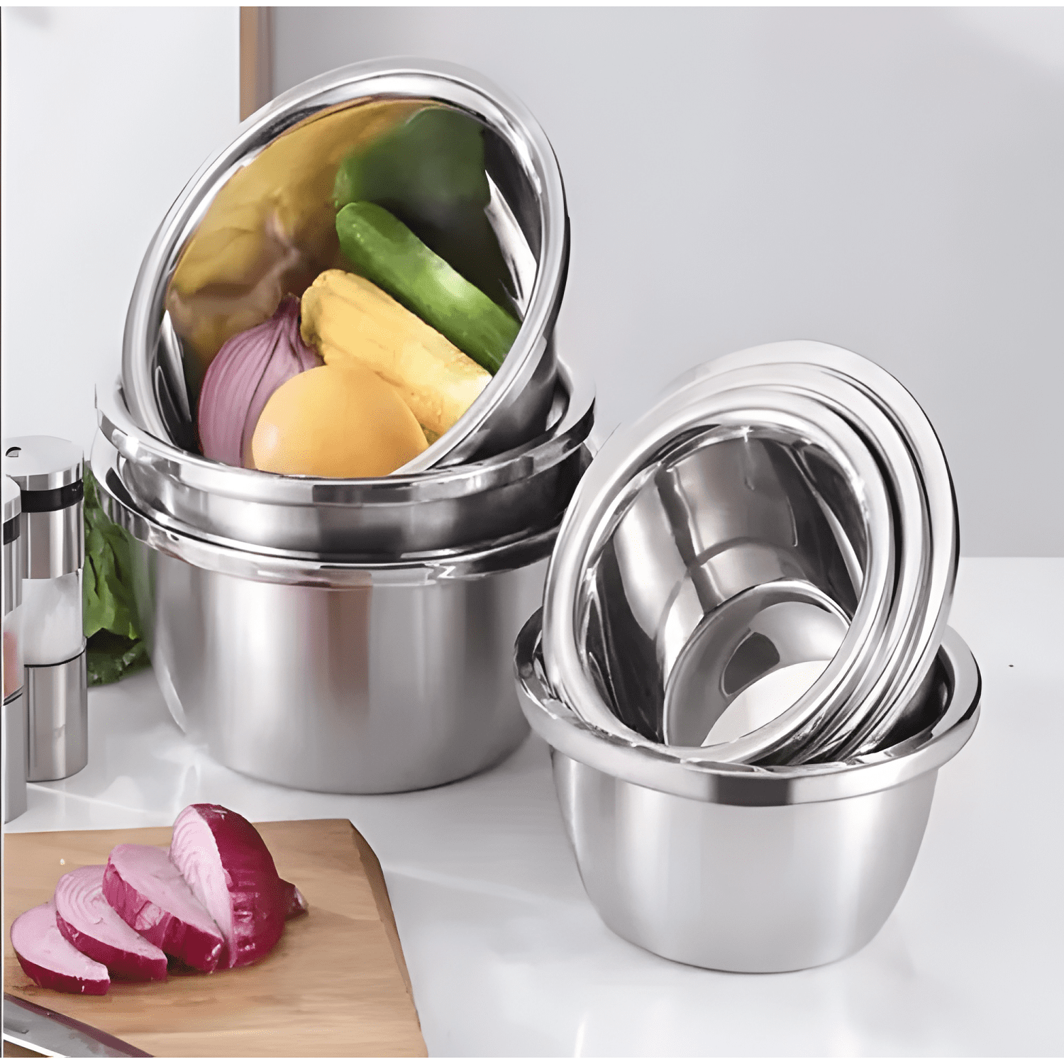 Pack 6 bowl cuenco tazon profundo 36 CM acero cocina #2-3