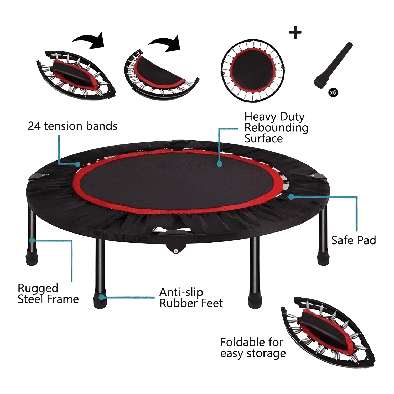 Trampolín plegable portátil Home Fitness 100 cm #5-2