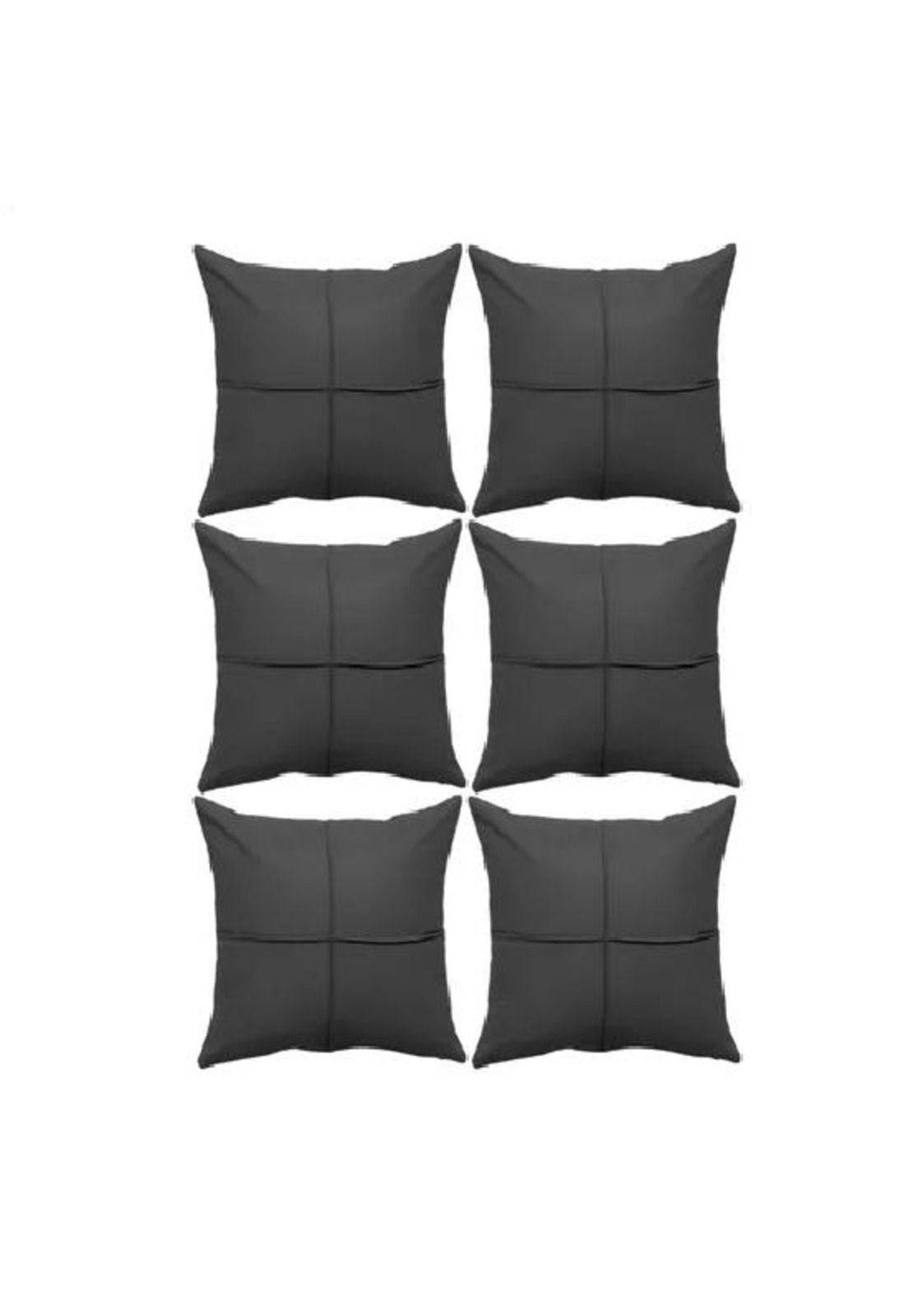 Pack 6 fundas de cojines almohada eco-cuero impermeable 43 cm color gris oscuro-2