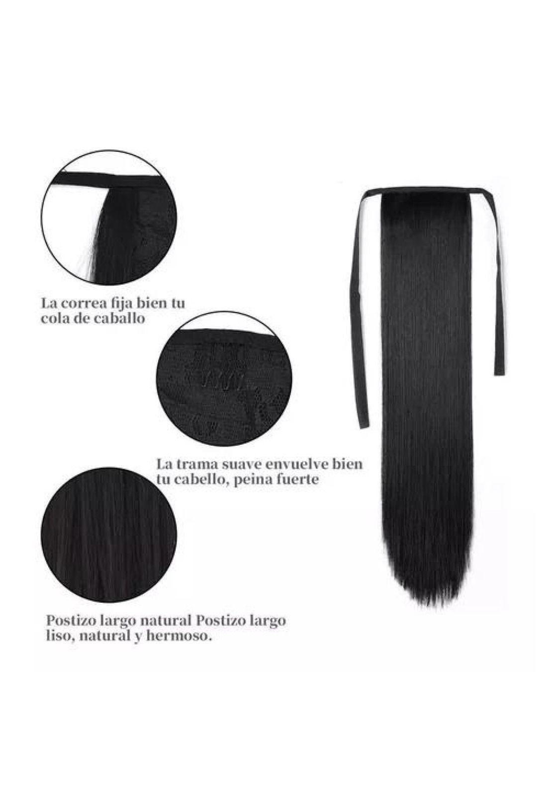 Postizos de extensiones de cola, fibra Kanekalon, pelo liso-3