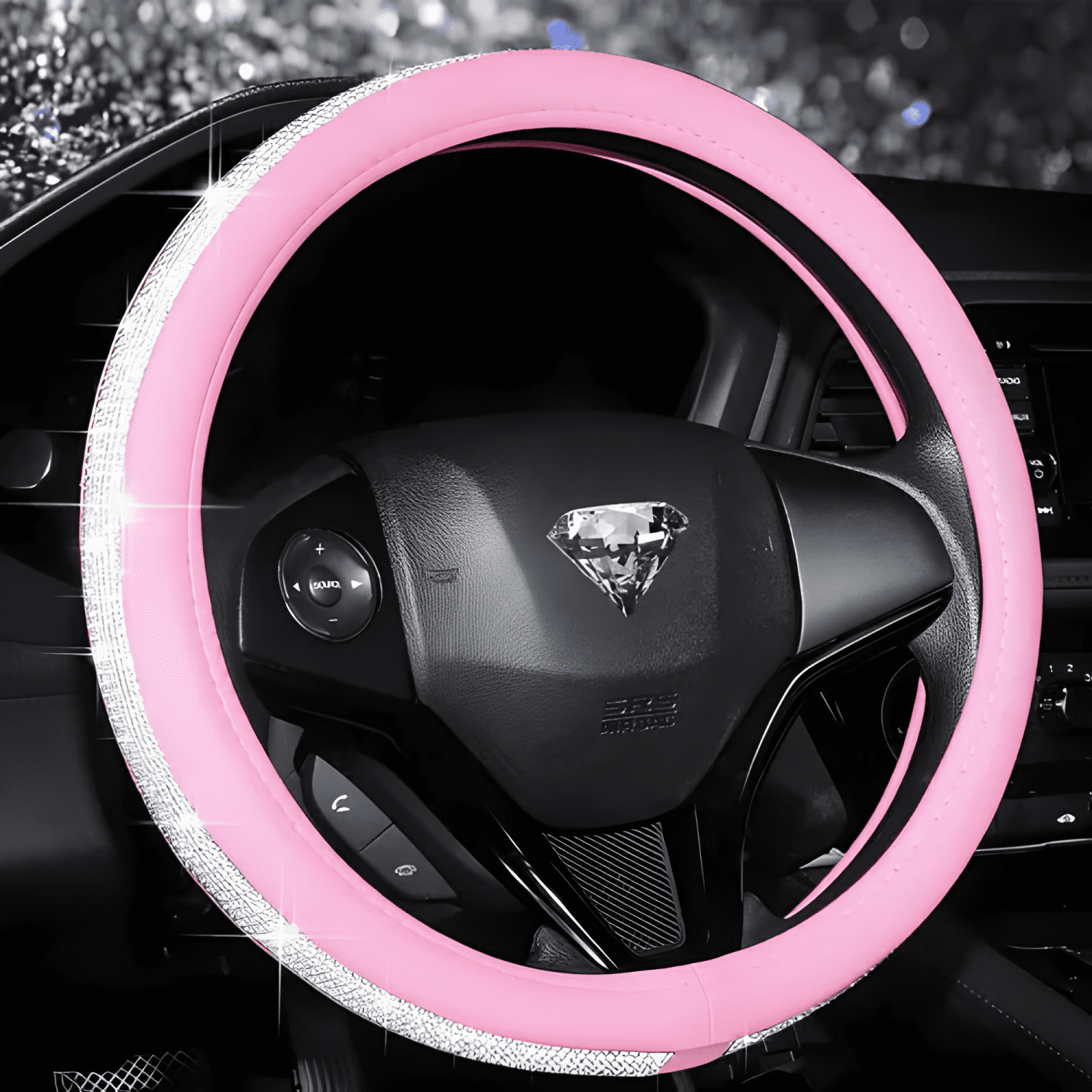 Funda Cubre Volantes Accesorios Auto Diamante Redondo Max-3