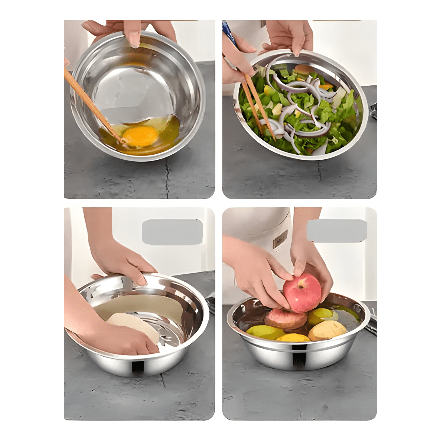Pack de 12 bowls de acero inoxidable 18 CM para cocina y-2