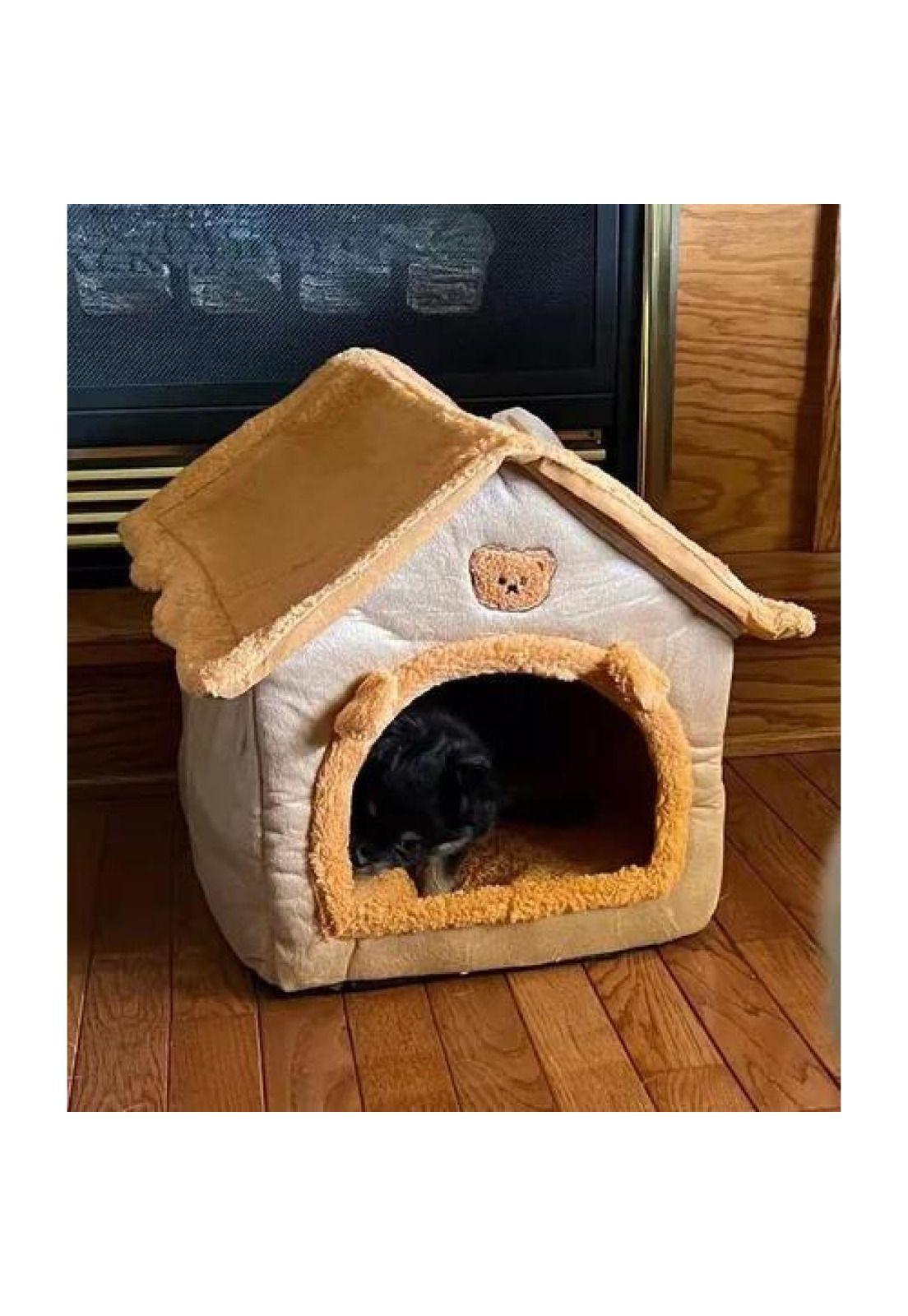 Cama para mascotas felpa iglú casa perros y gatos L-2