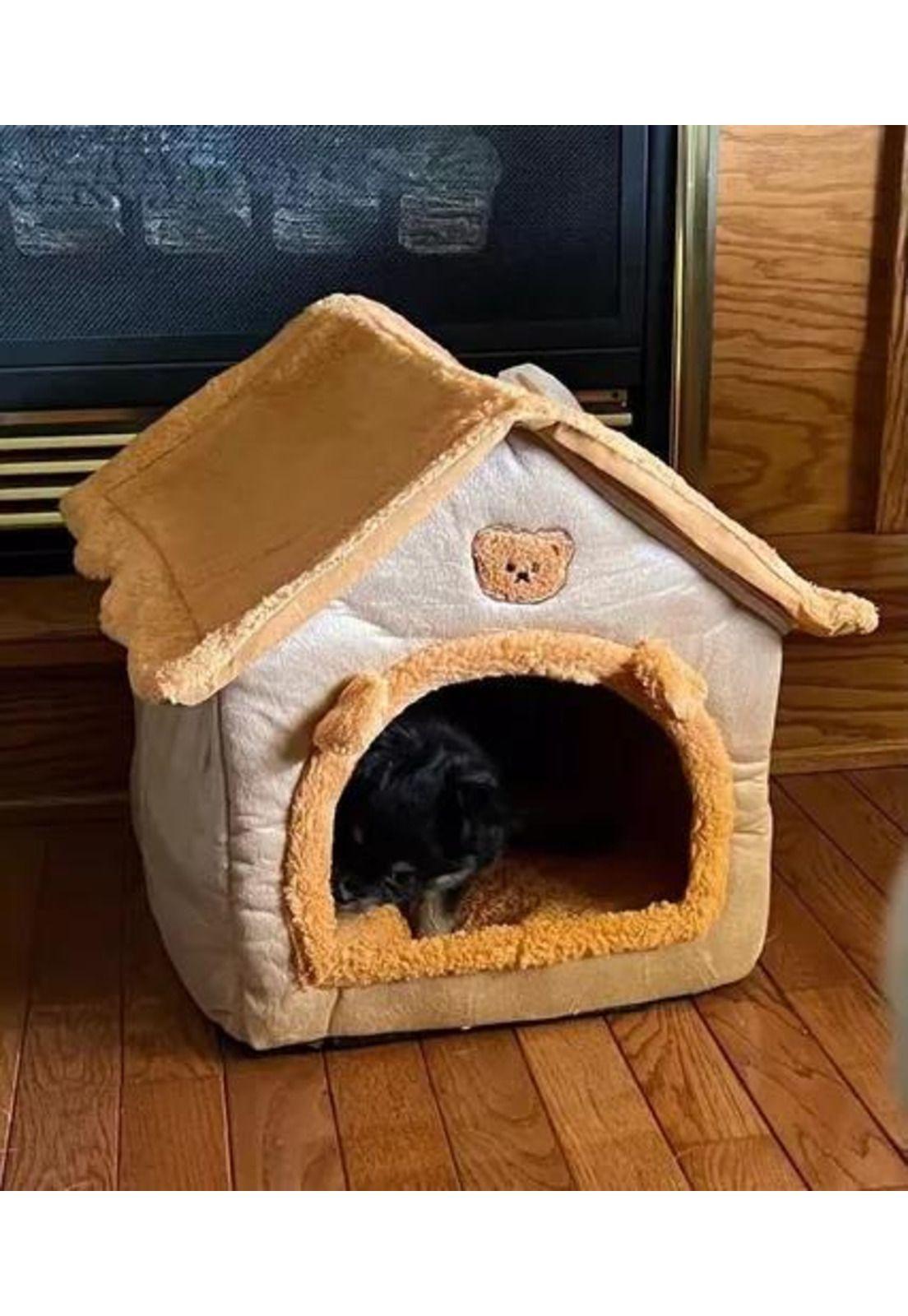 Cama para mascotas felpa iglú casa perros y gatos L-7