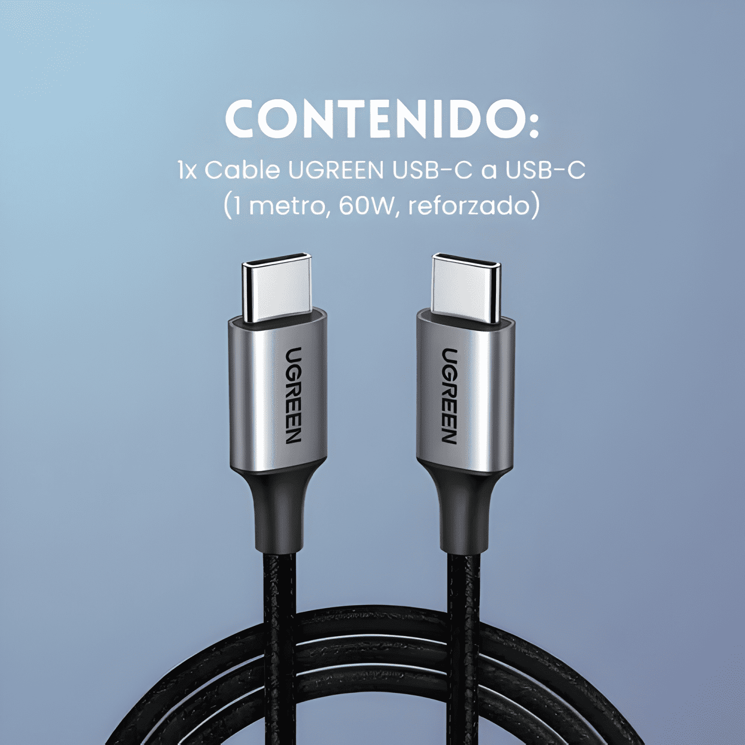 Cable blindado de datos/carga USB c 3.1 gen 1 PD 60w Negro-1