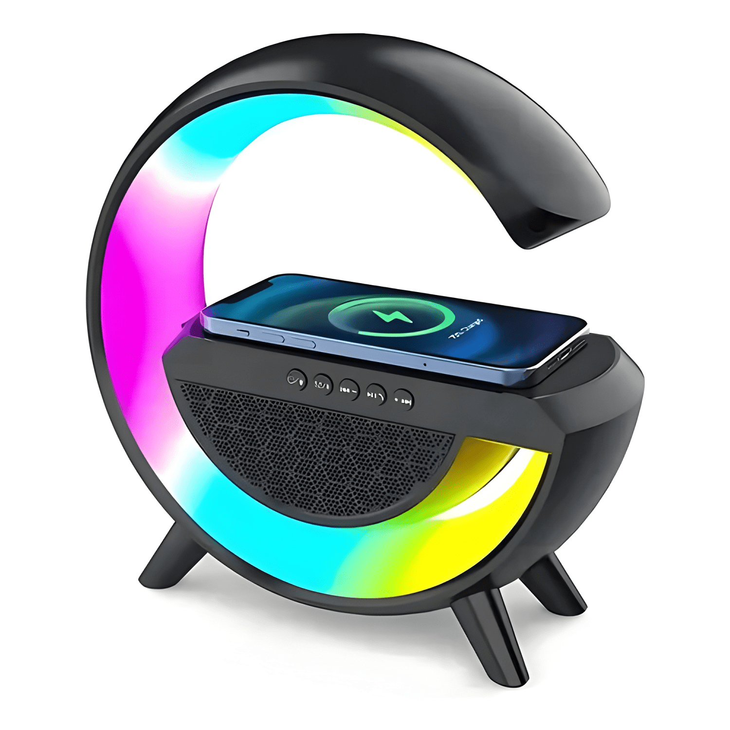 Caja sonido, lámpara, altavoz g, reloj multifuncional Blanco-2