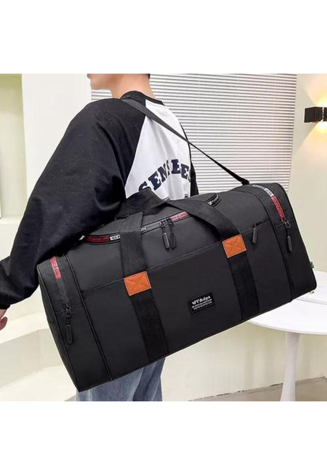Bolso fitness de moda para viajes, gran capacidad, color negro-5