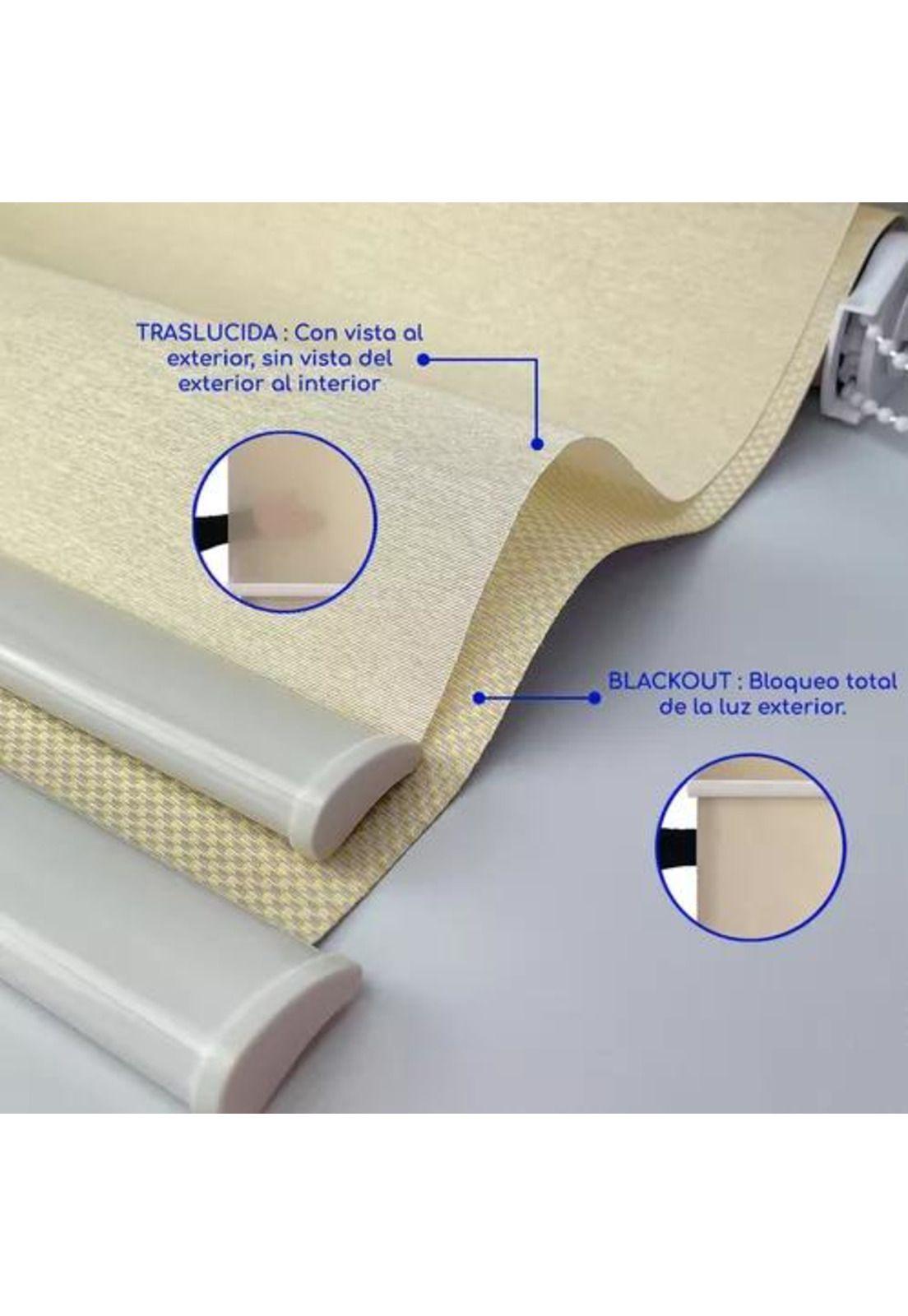 Cortina Roller Blackout 2 Paños 120x240 Doble Visillo Beige Sin Cenefa-3