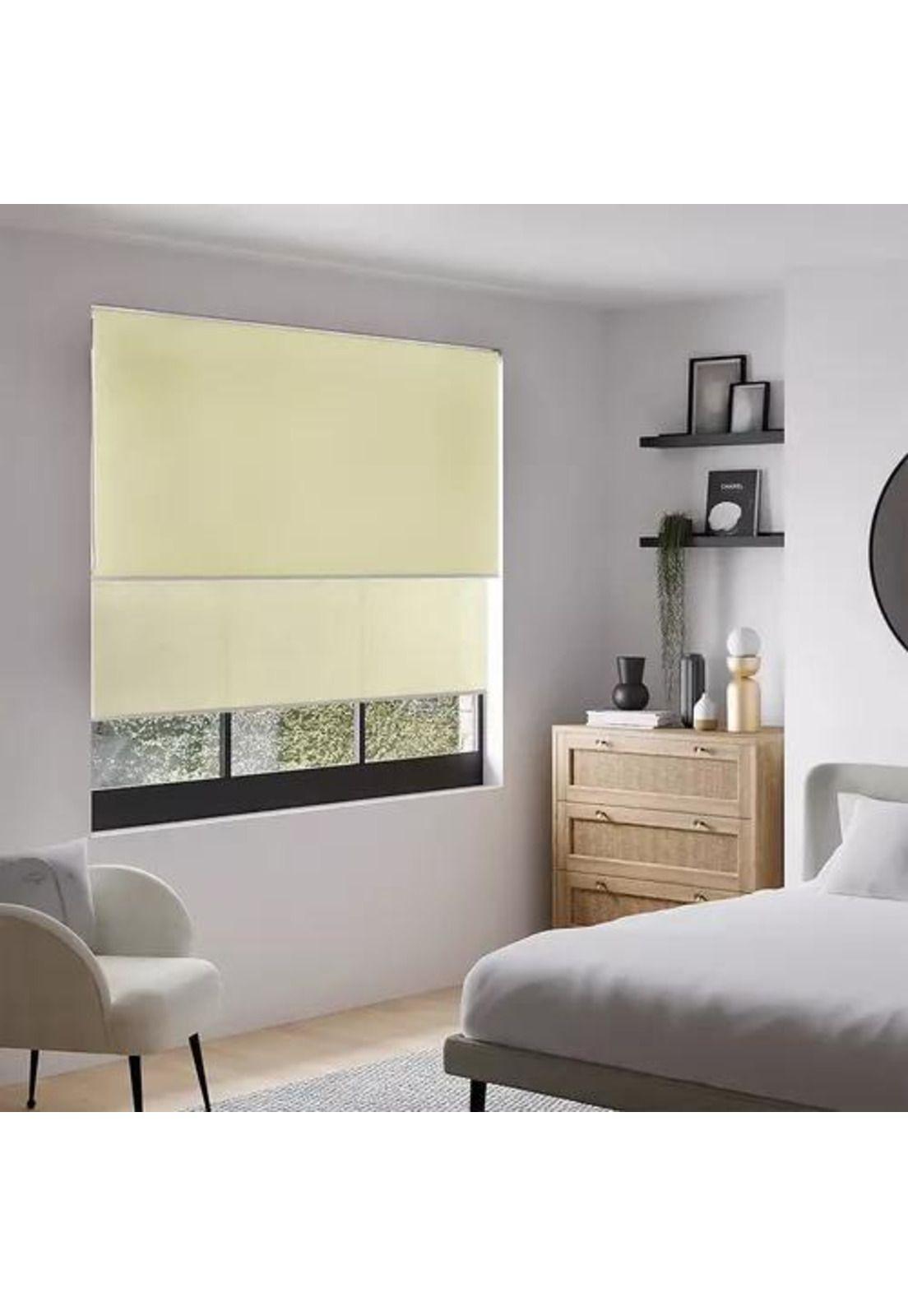 Cortina Roller Blackout 2 Paños 120x240 Doble Visillo Beige Sin Cenefa-5