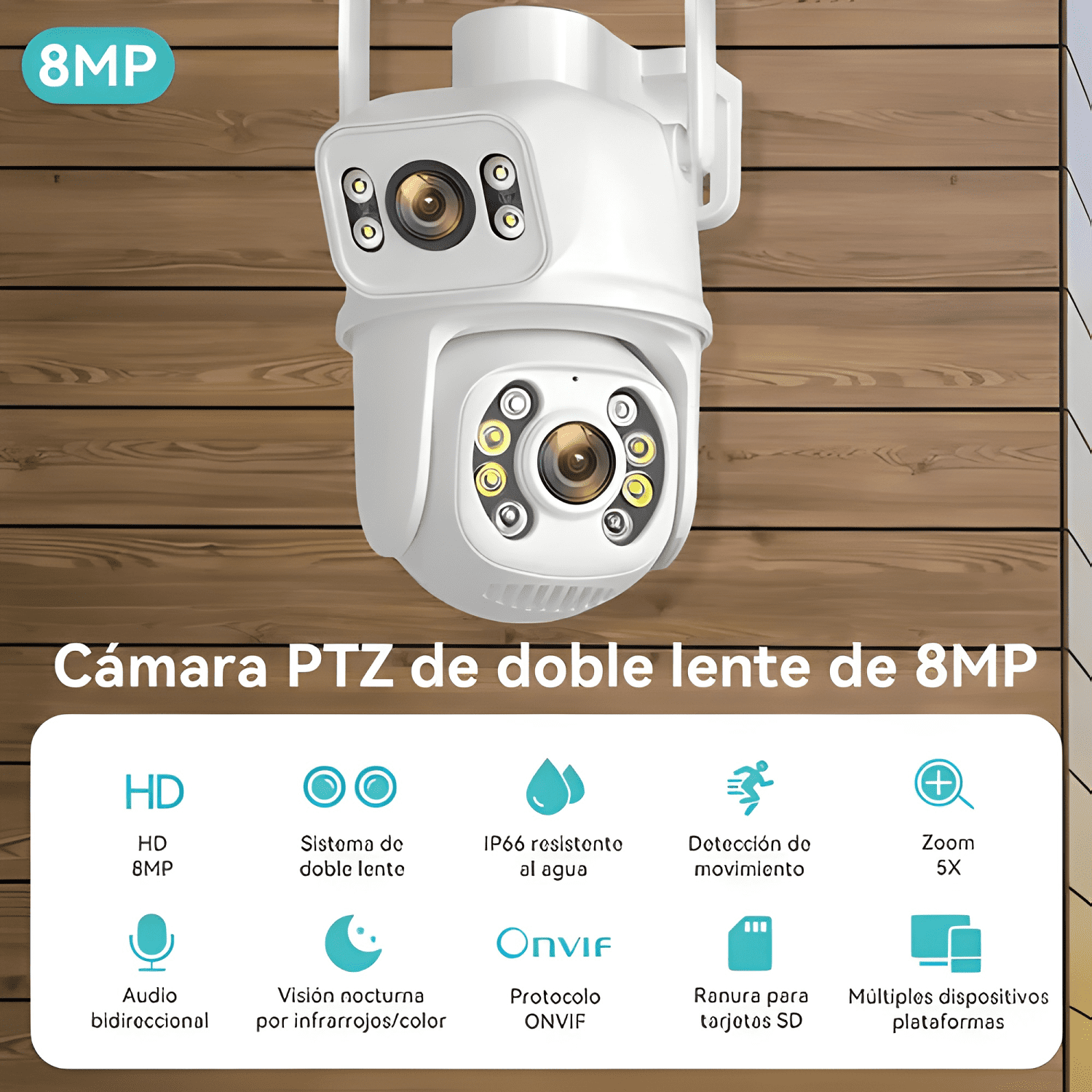 Cámara de Seguridad Wifi Exterior 8mp Doble Lente y Blanco-2