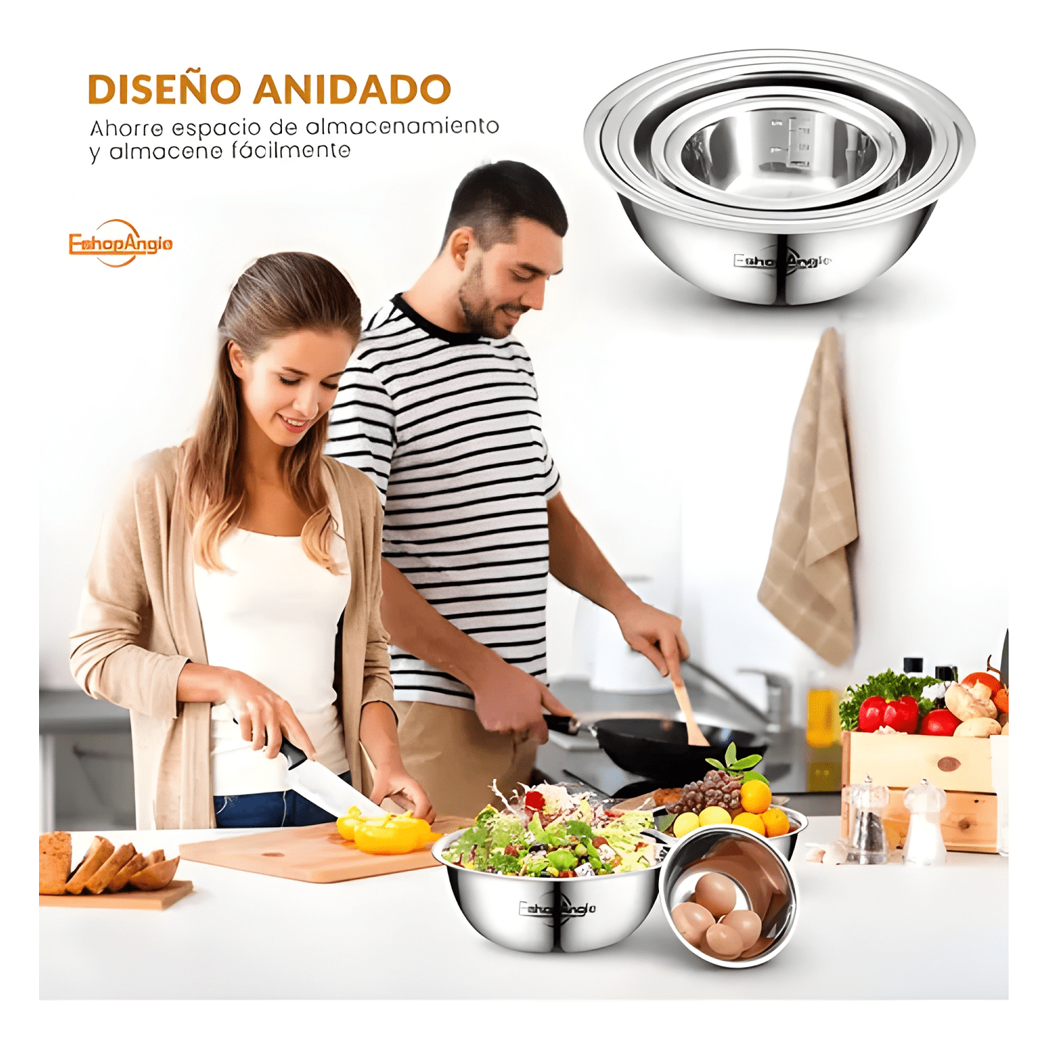 Pack 5 bowl pocillo acero inoxidable reposteria cocina #2-2