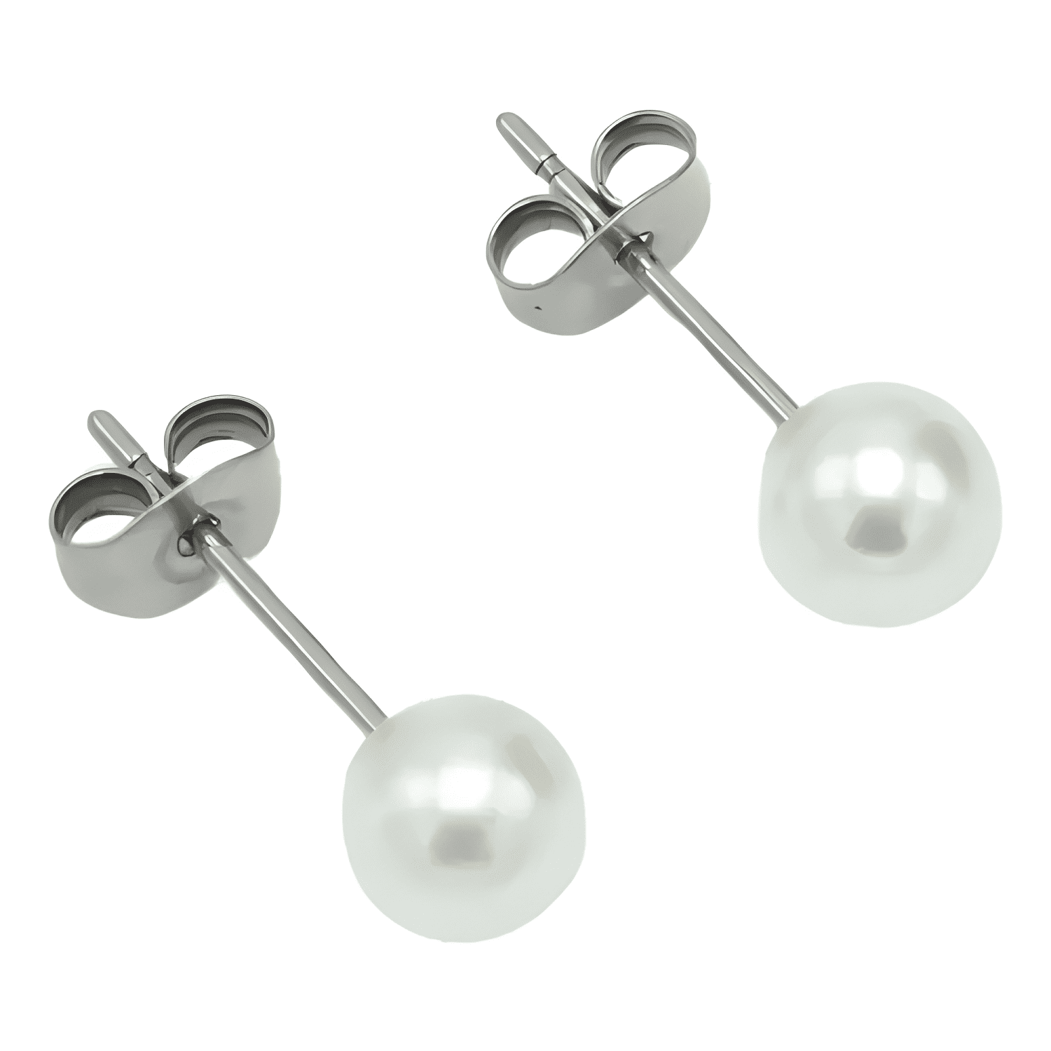 Aros Sascha Perla 5mm Titanio G23 Astm F136 20g Blanco #13-4