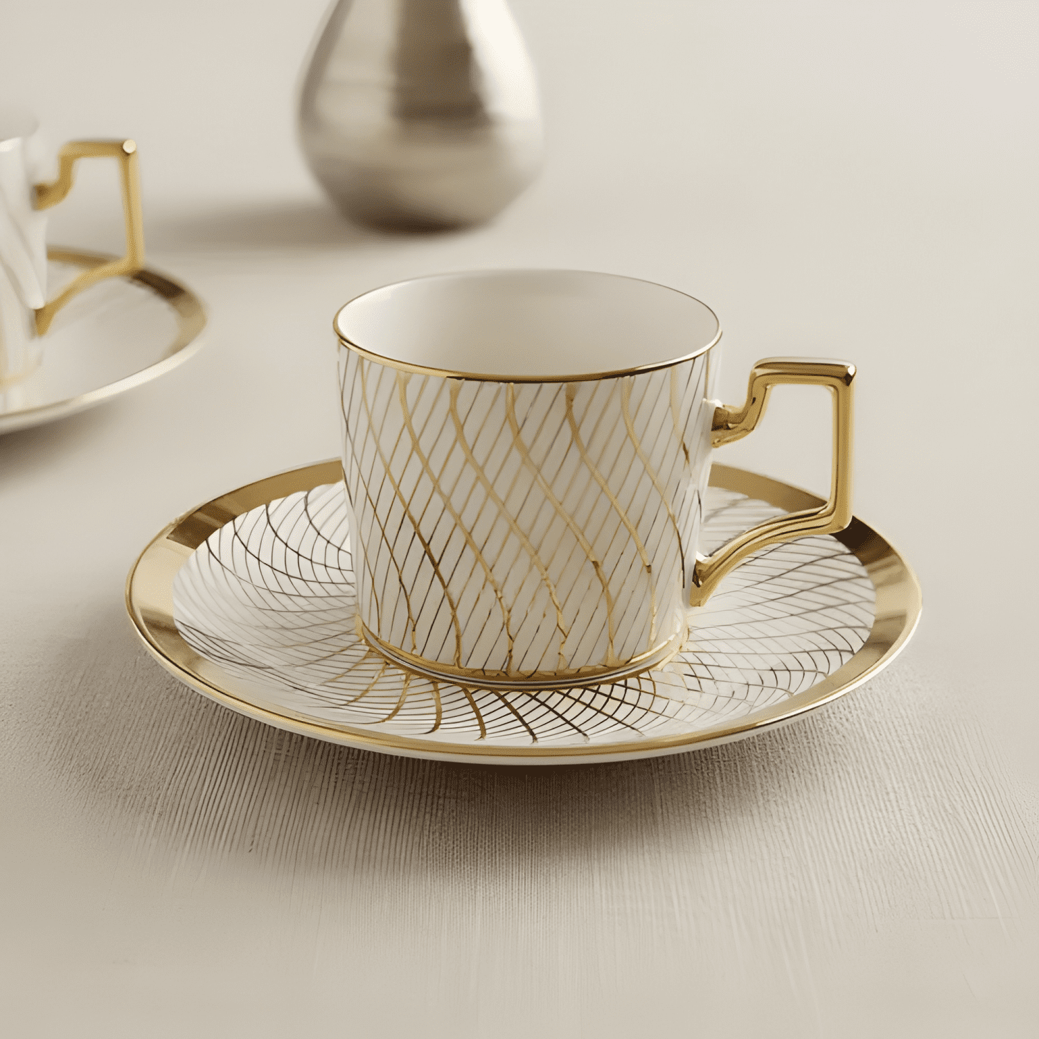 Juego de 12pzs tazas té + platos 200ml amalfi Beige-0