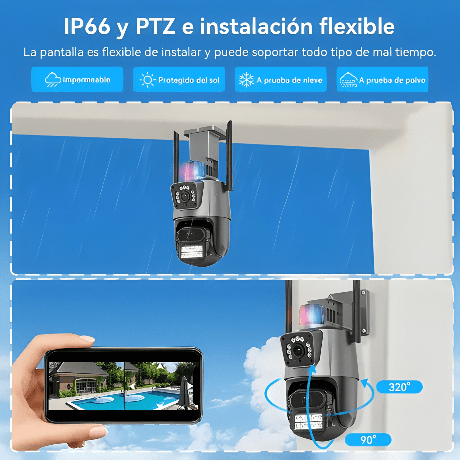 Cámara de Seguridad Wifi Exterior de Doble Lente HAMROL 8mp-3