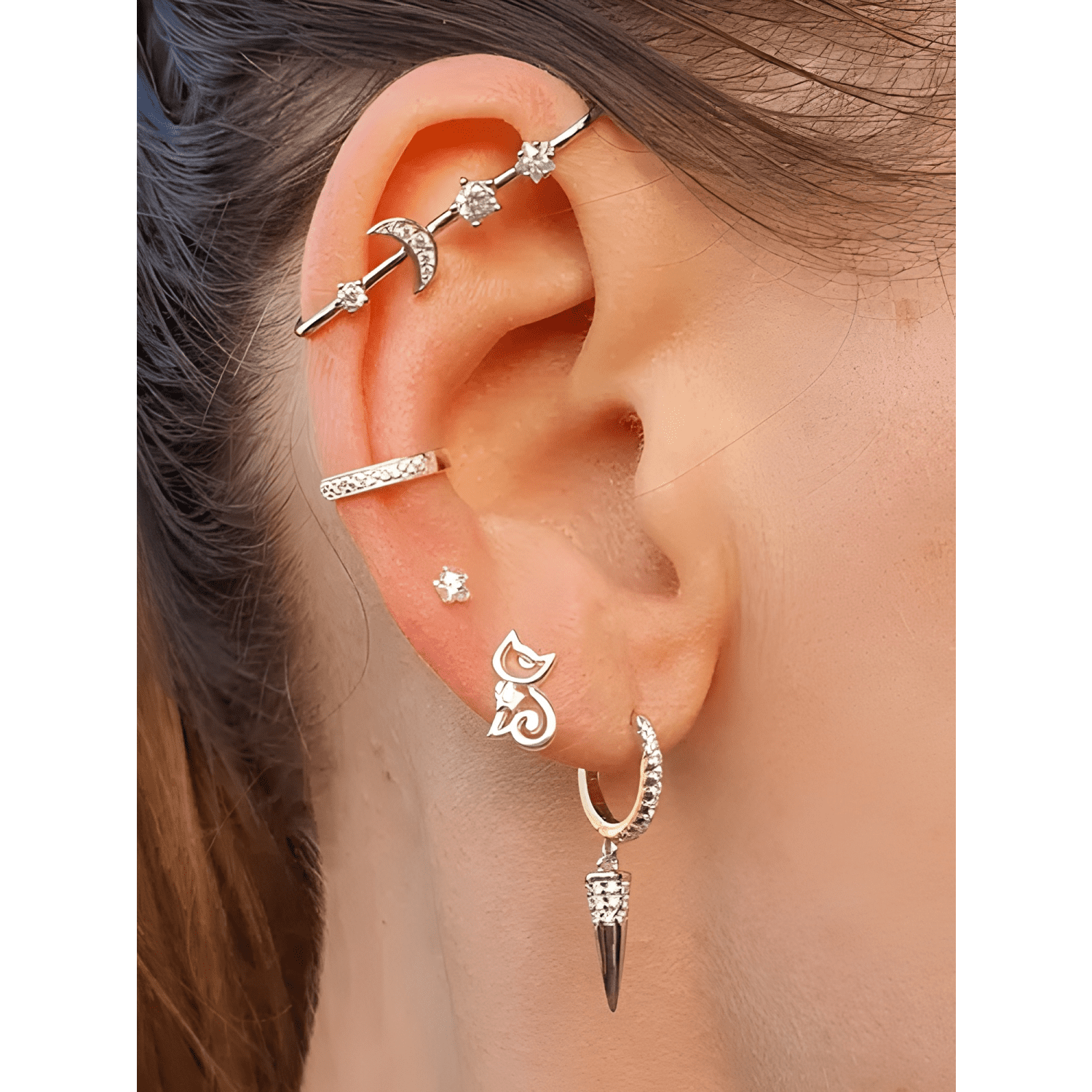 Aros Argollas Plata 925 Con Oro Hombre Y Mujer Blanco-3