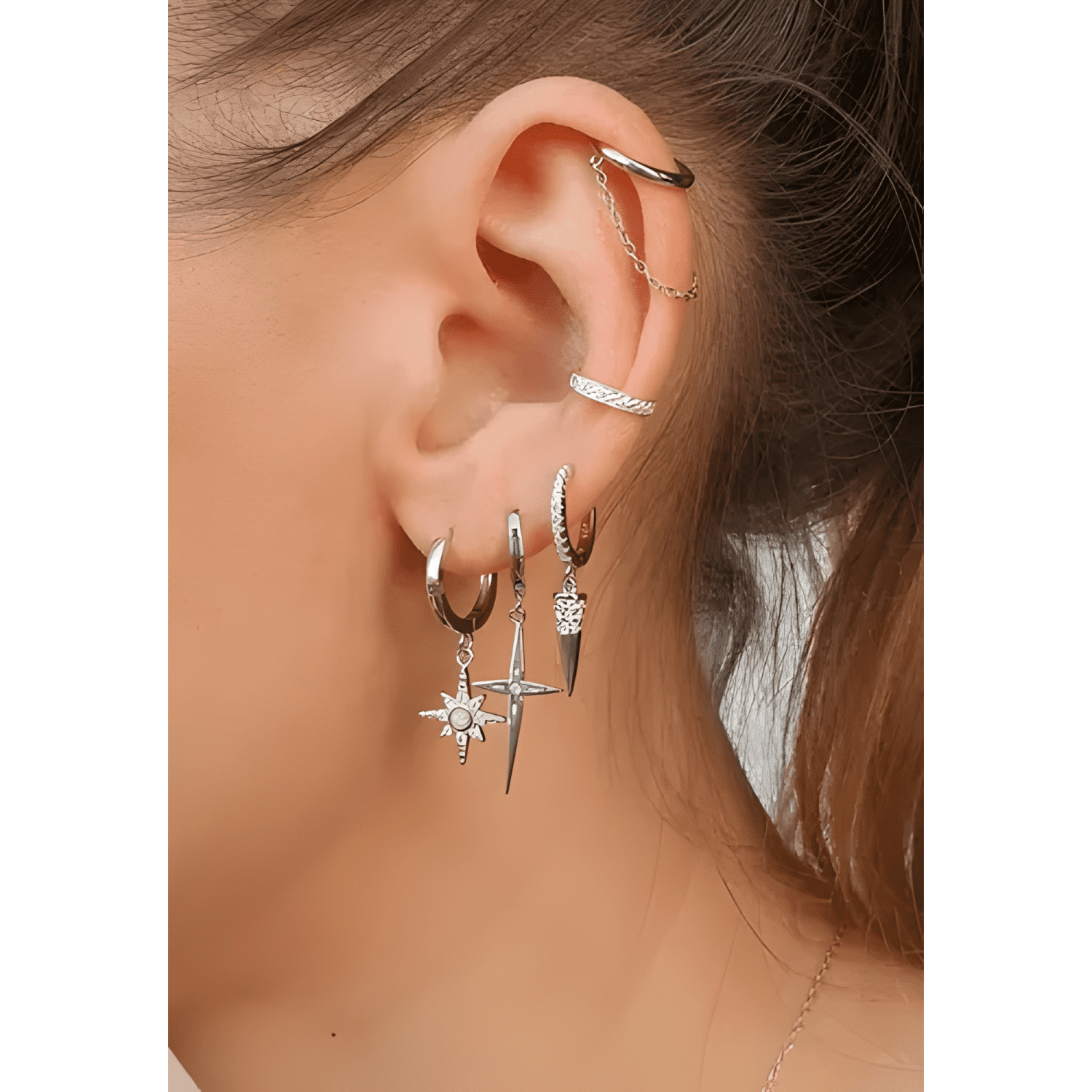 Aros Argollas Plata 925 Con Oro Hombre Y Mujer Blanco-4