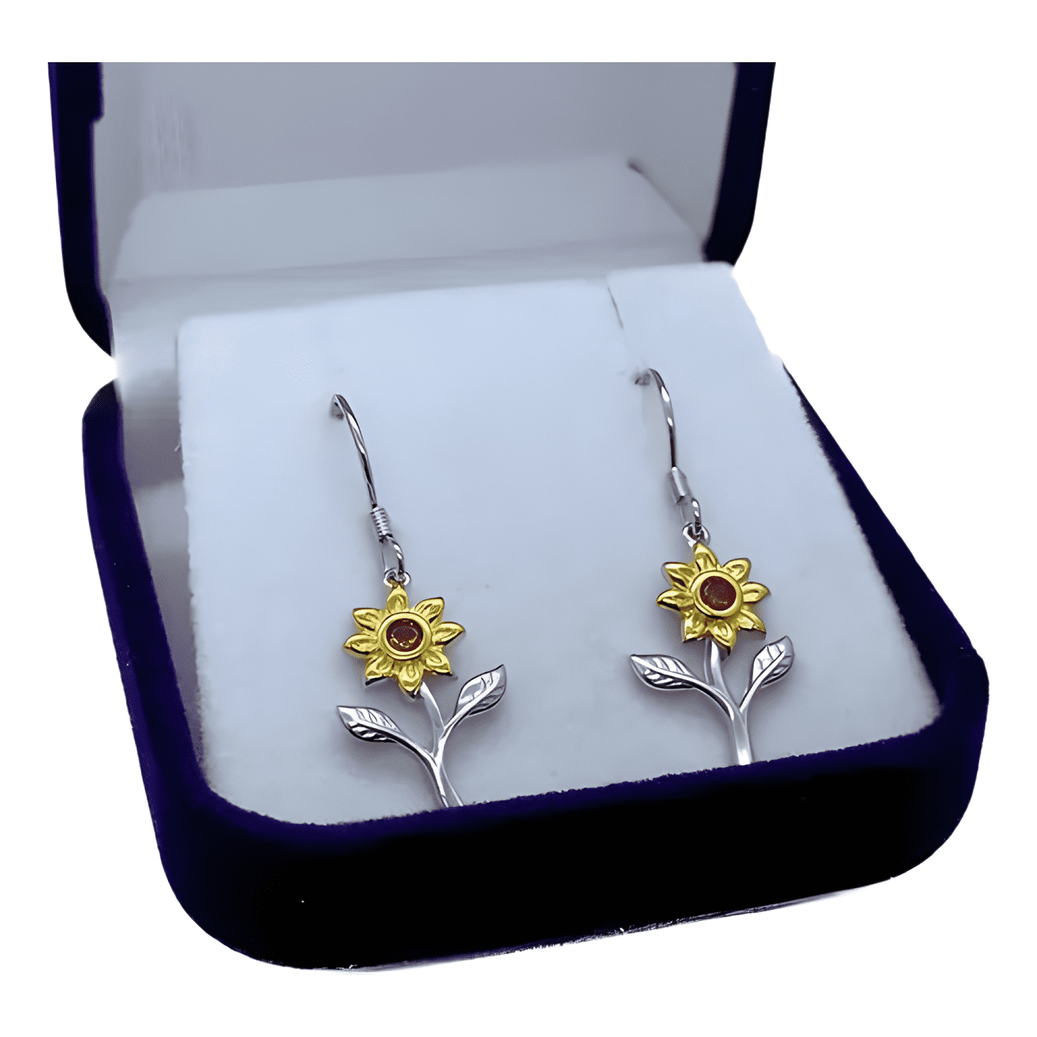 Aros De Girasol En Plata De Ley 925 Certificada Mujer-0