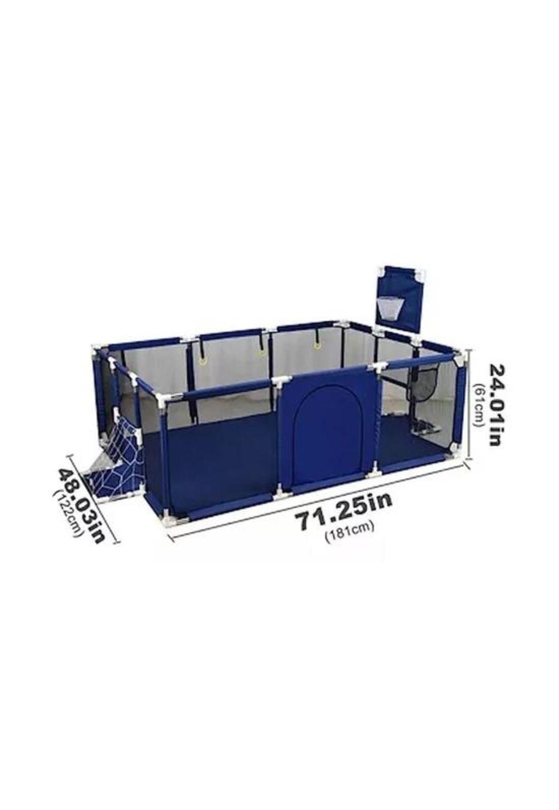 Corral de seguridad para bebés con aro de basket, 180cm, azul-4