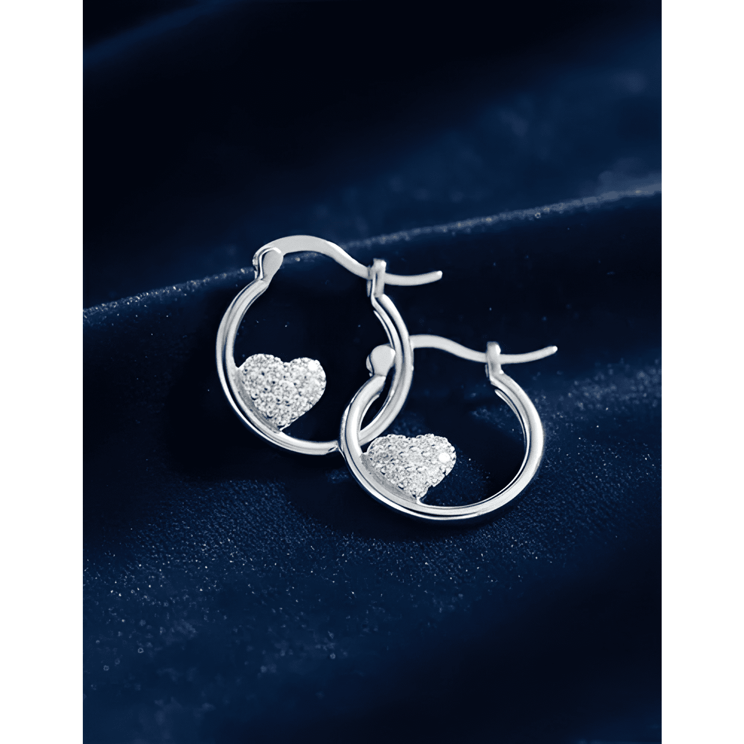 Aros Argolla Plata 925 Corazon De Circones 16mm Mujer Regalo-1