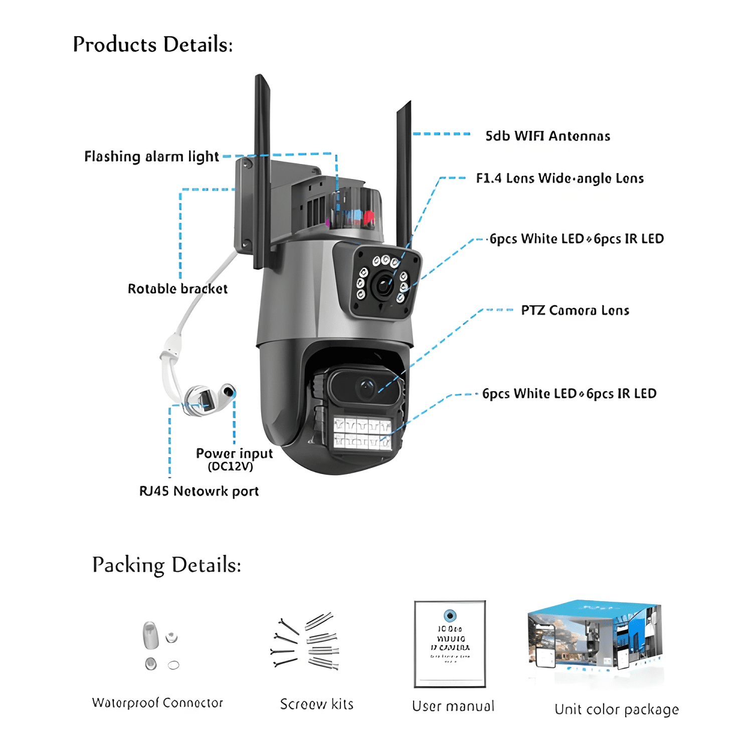 Camara Ptz Ip Inalambrico Doble Lente Exterior 6mp 4x Gris-3