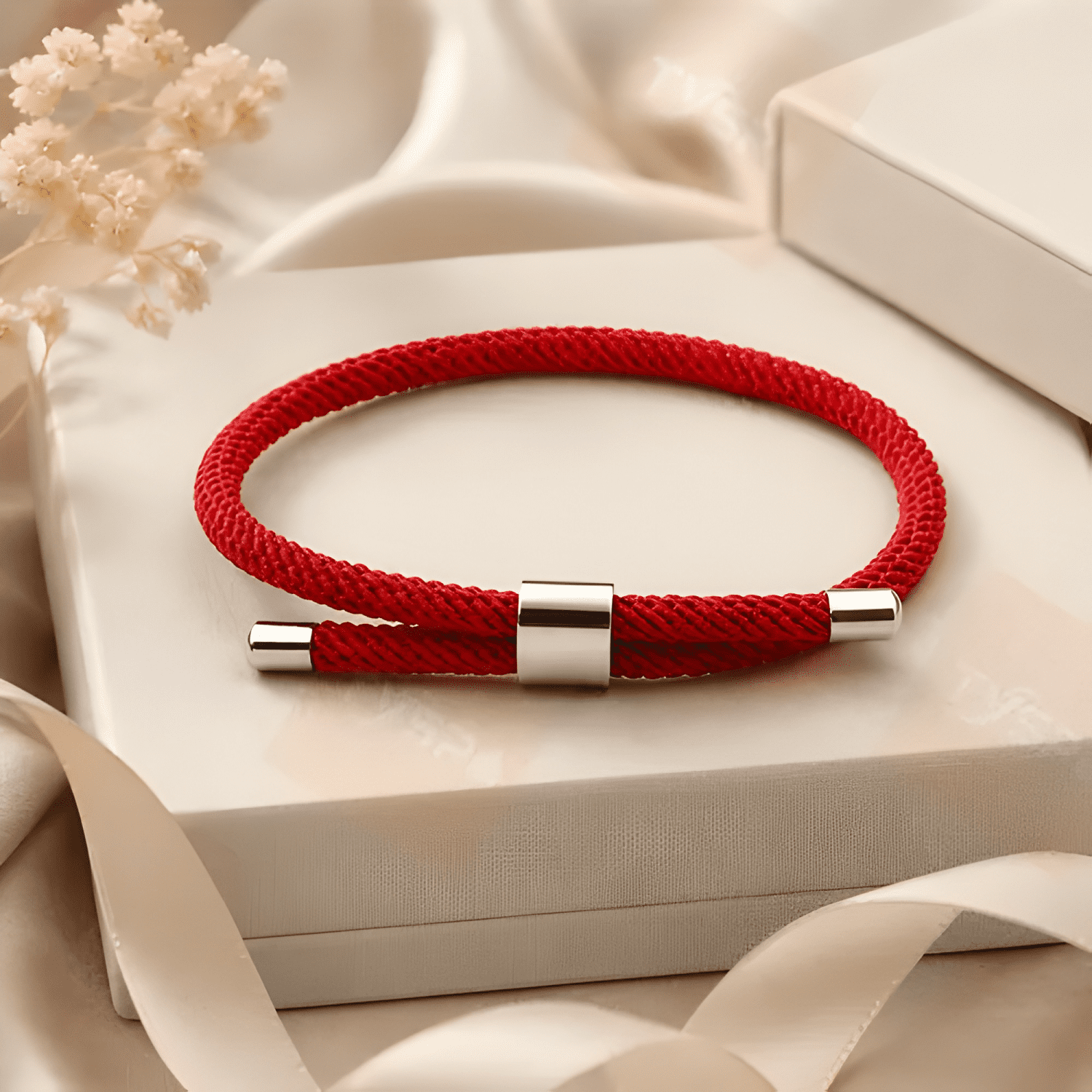 Pulsera hilo de la suerte protección unisex con caja Rojo-2