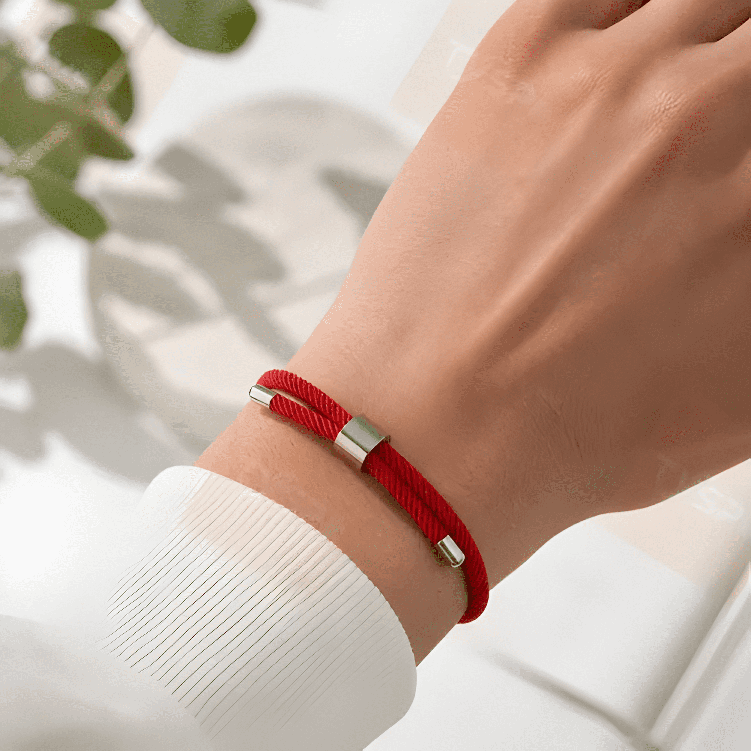 Pulsera hilo de la suerte protección unisex con caja Rojo-3