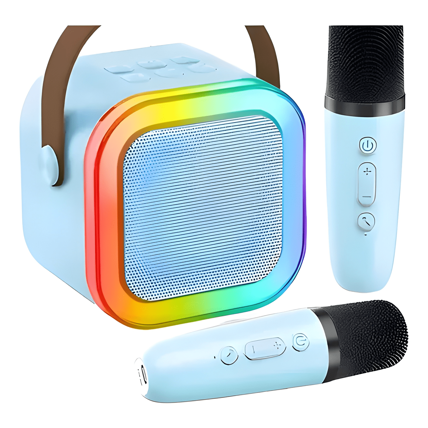 Parlante bluetooth karaoke infantil con microfono luces led-0
