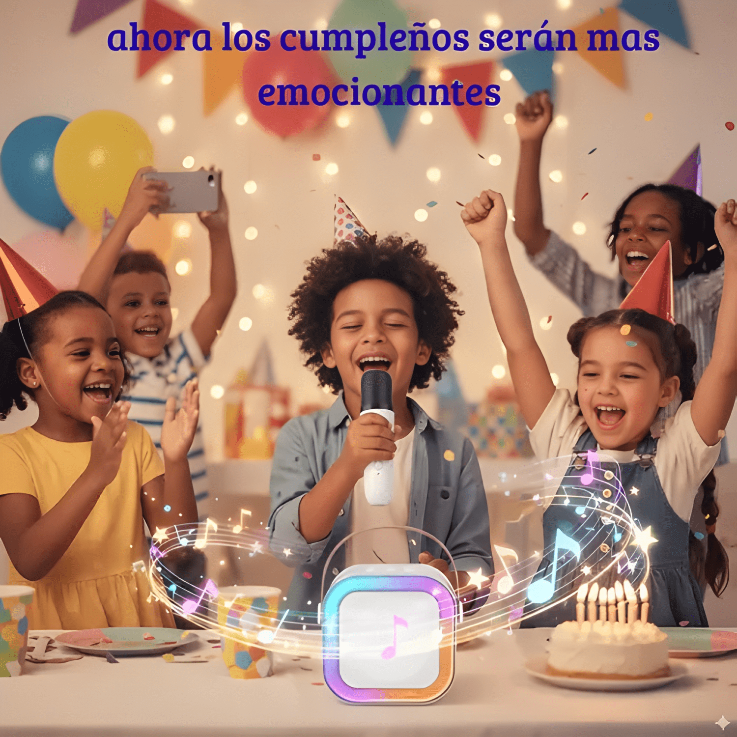 Parlante bluetooth karaoke infantil con microfono luces led-3