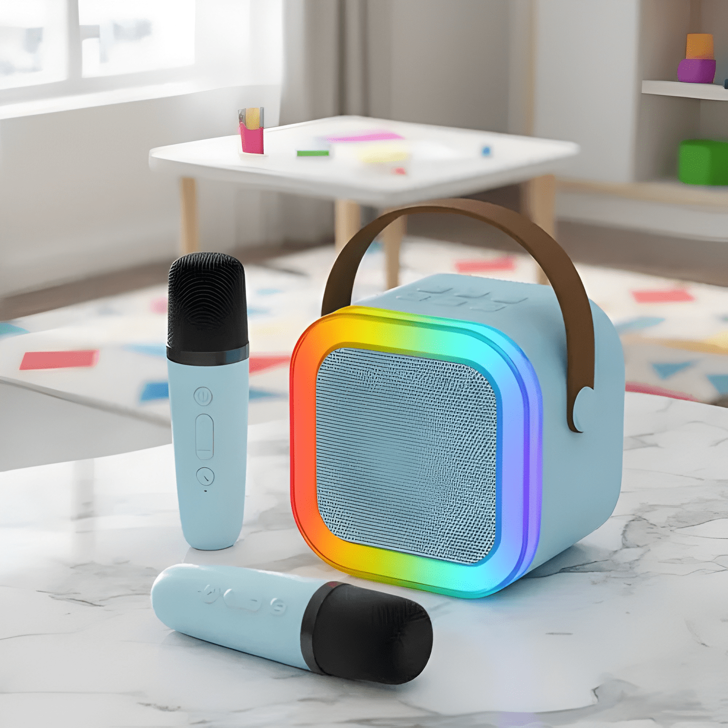 Parlante bluetooth karaoke infantil con microfono luces led-4