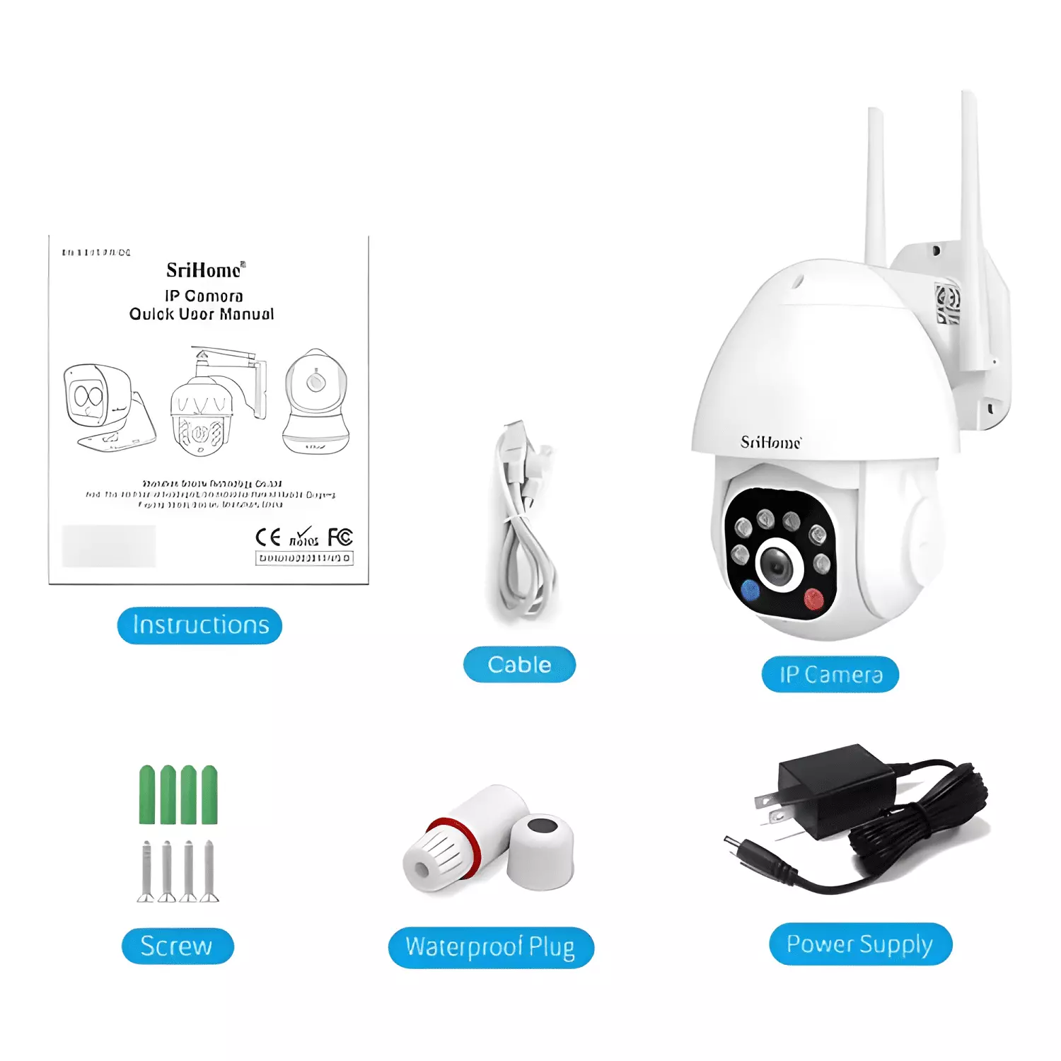 Cámara de Seguridad Srihome SH039B con Resolución Blanco-2