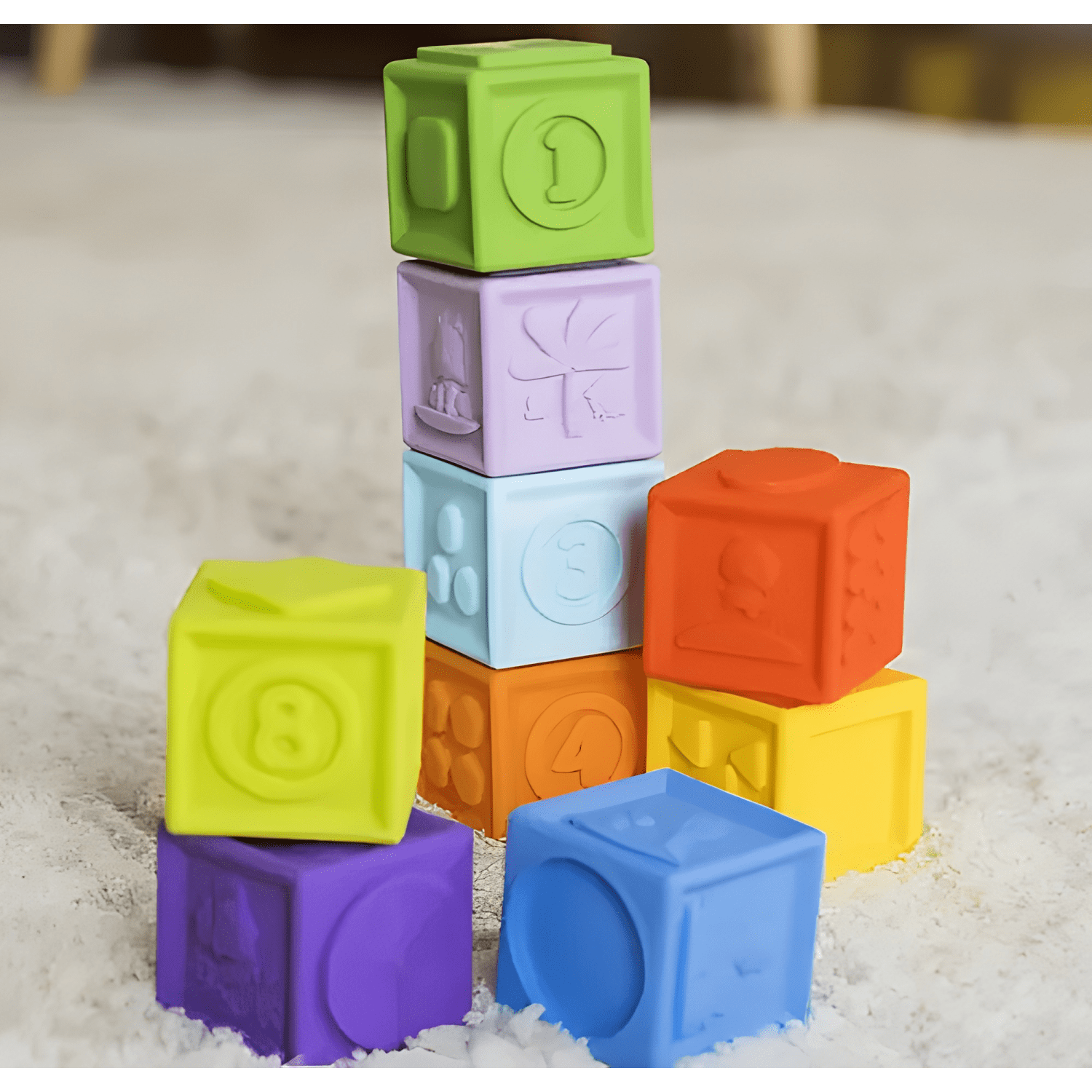 Juguete de 12 cubos de bebés apilable montessori silicona #2-2