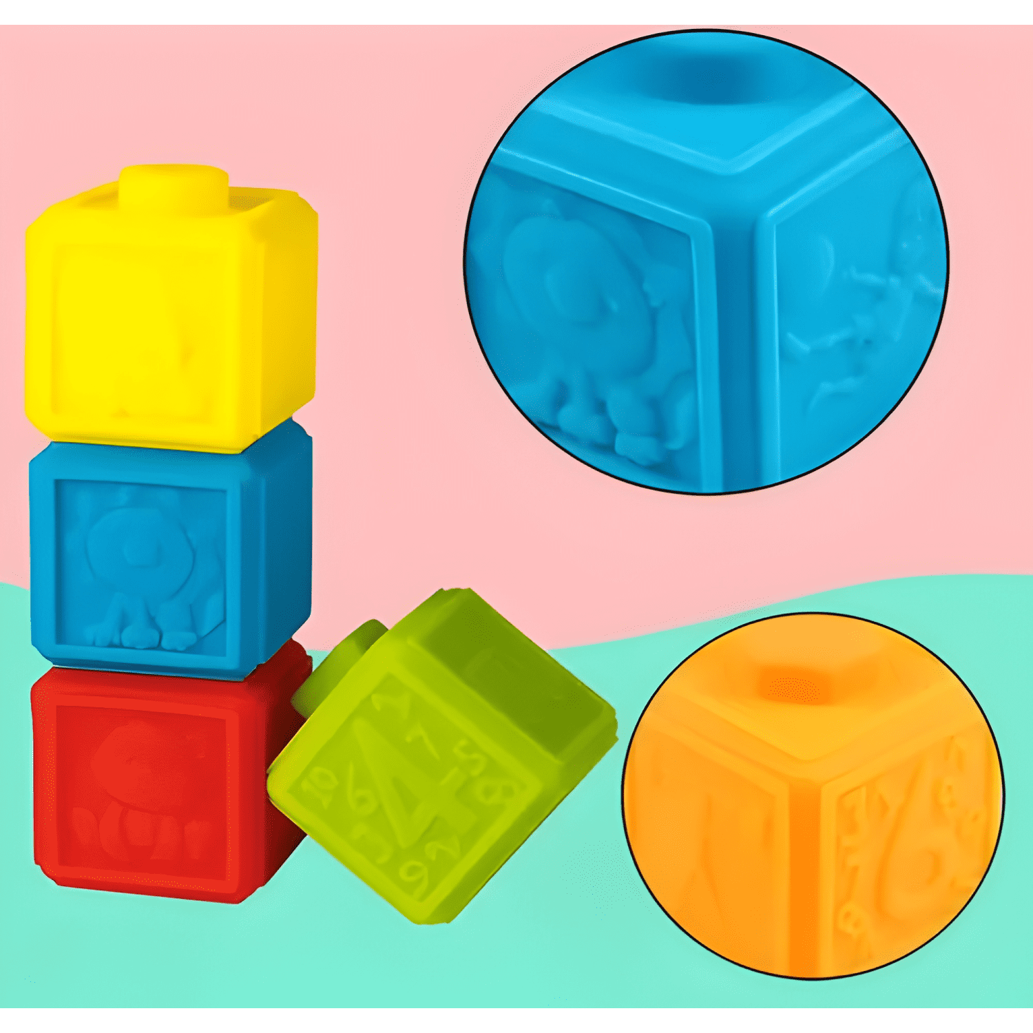 Juguete de 12 cubos de bebés apilable montessori silicona #2-4
