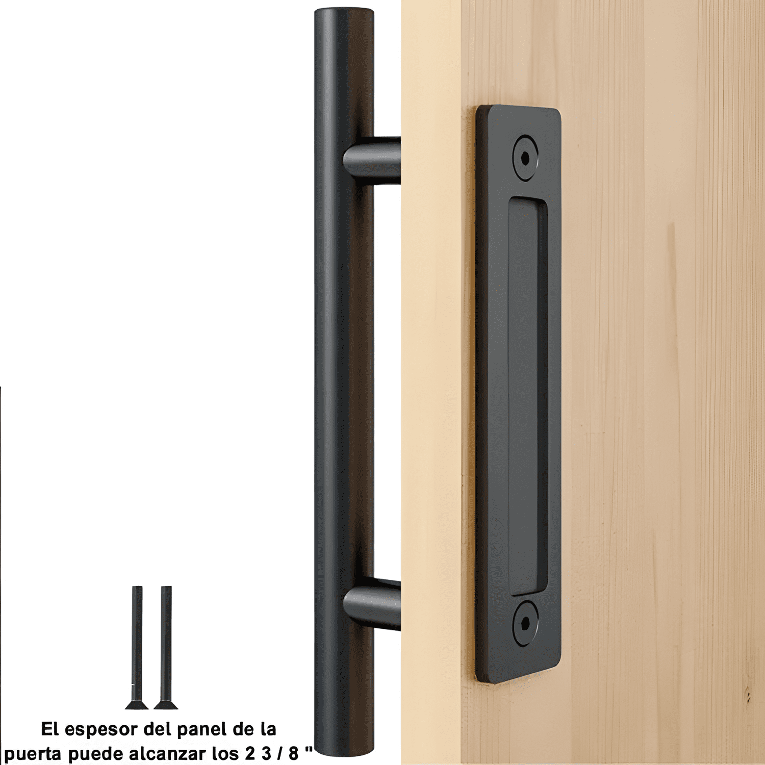 Manilla tirador 30 cm puerta estilo granero, negro #1-2