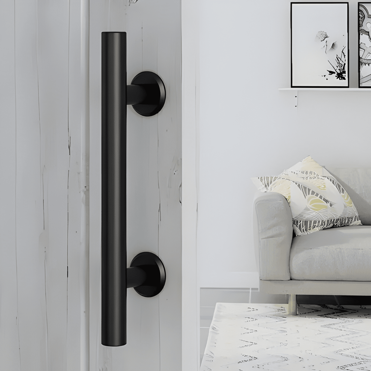 Manilla tirador 30 cm puerta estilo granero, negro #1-3