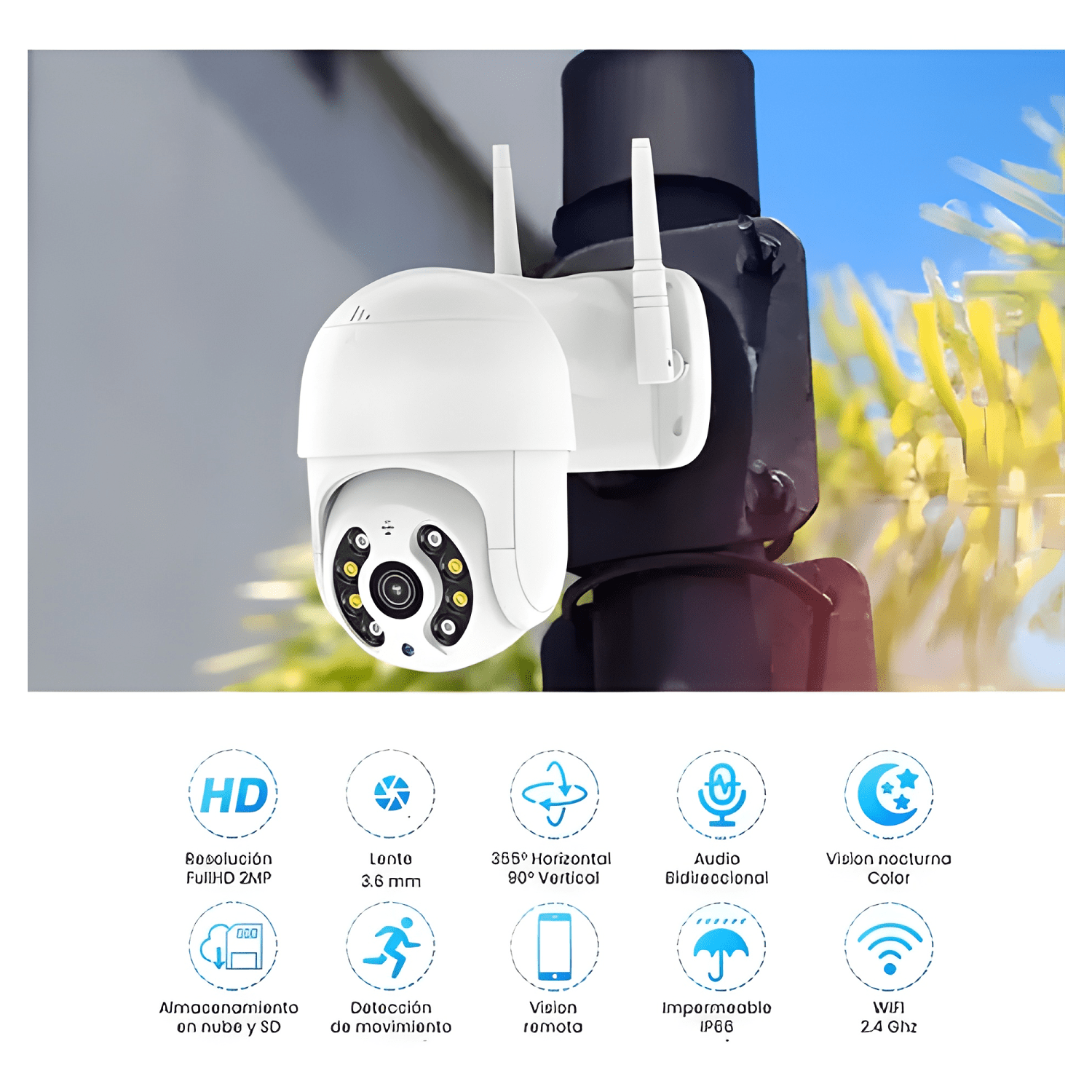 Camara Seguridad Exterior Yoosee Wifi 2mp Bazuca Negro-3