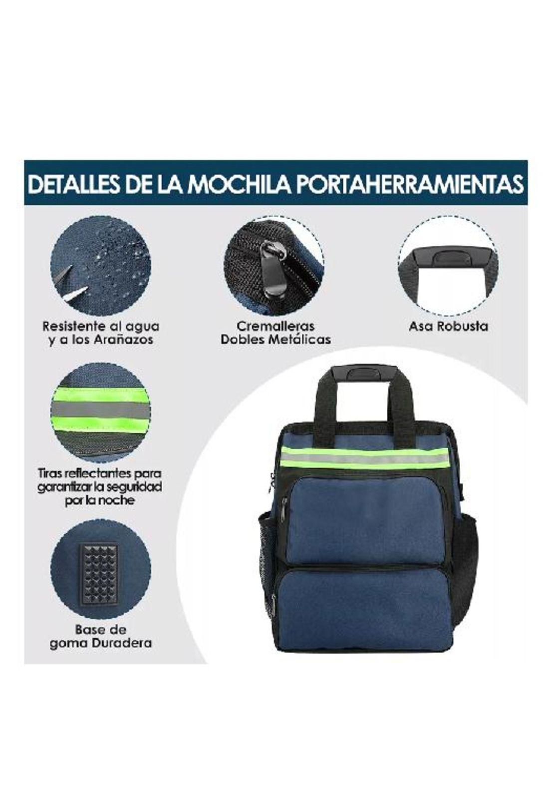 Mochila porta herramientas multifuncional para electricista, color negro-3
