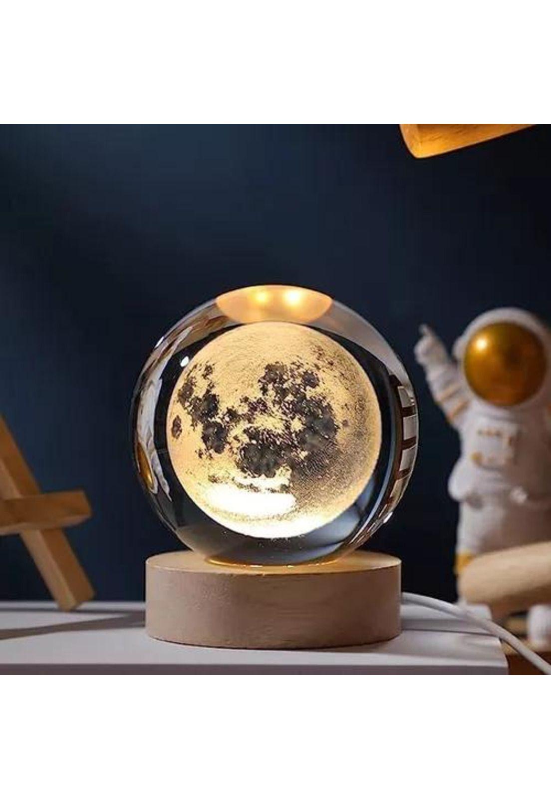 Lámpara de noche LED 3D de la luna y sistema solar, pantalla dorada-4