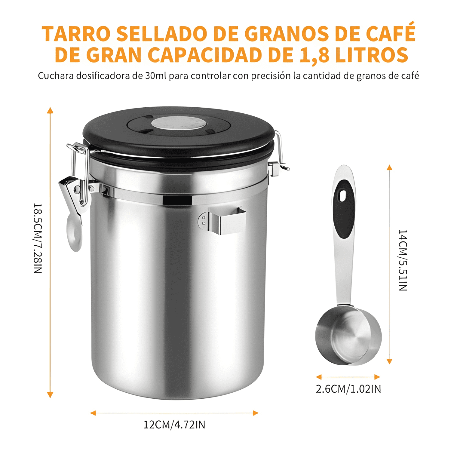 Recipiente tarro para café hermético grano 1,8 L-4