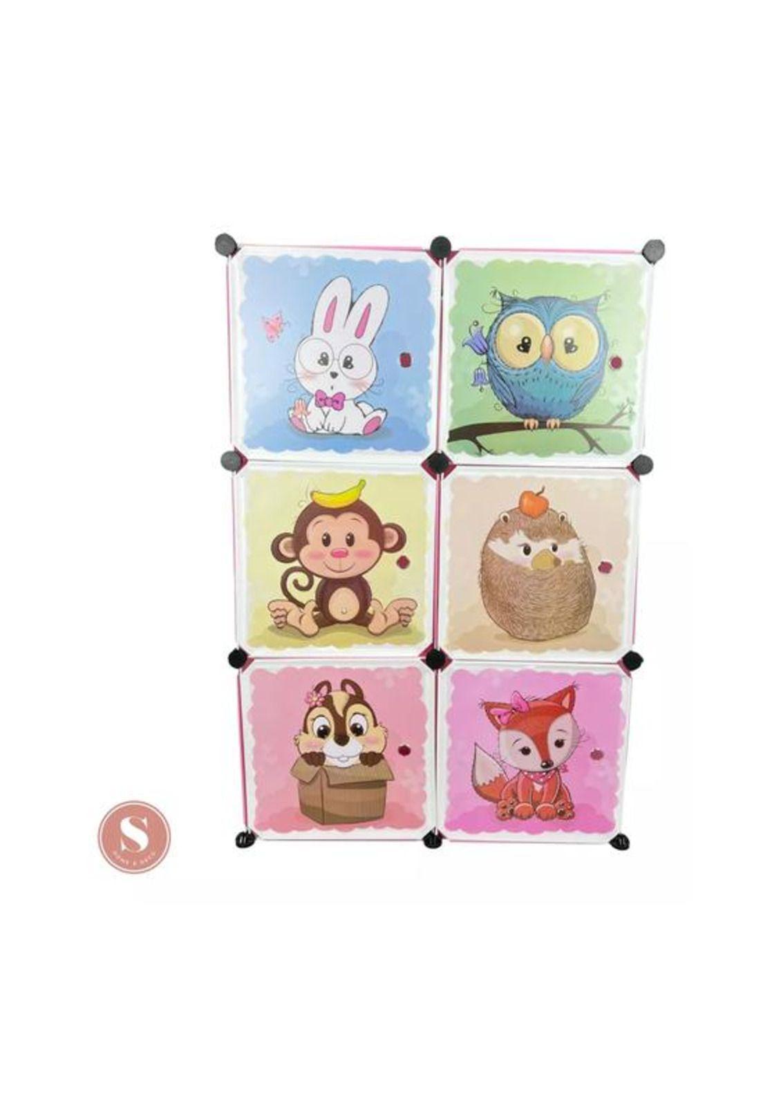 Closet organizador para niños, color rosado-3