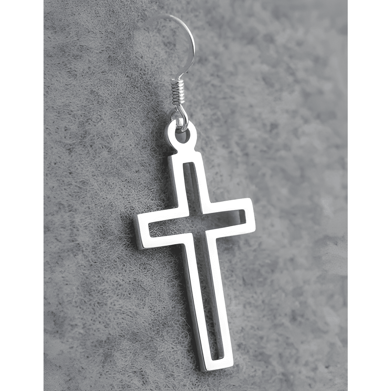 Aros Cruz Plata Fina 925 Unisex 29mm Hombre Mujer Crucifijo-3