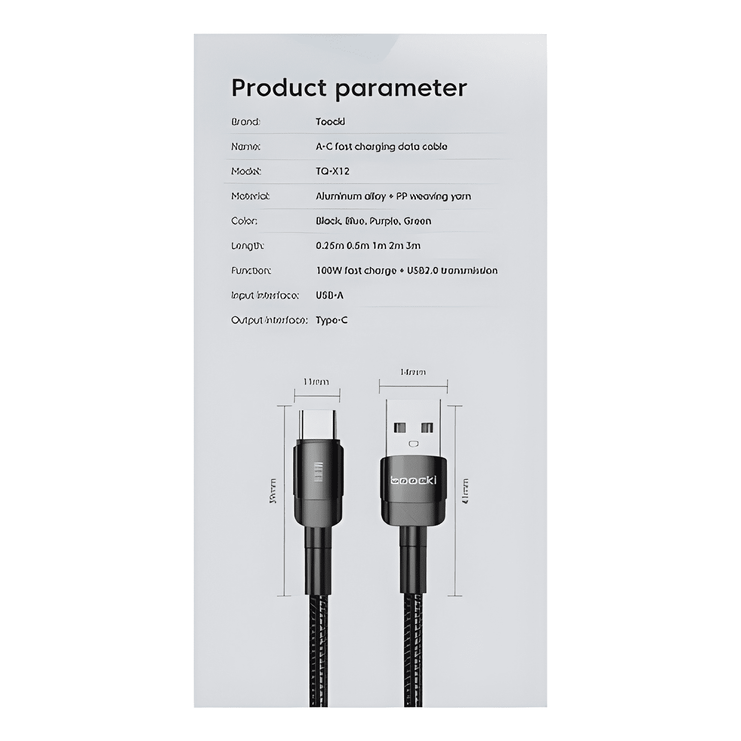 Cable toocki Tq-x12 100w USB tipo c 2 metros-2