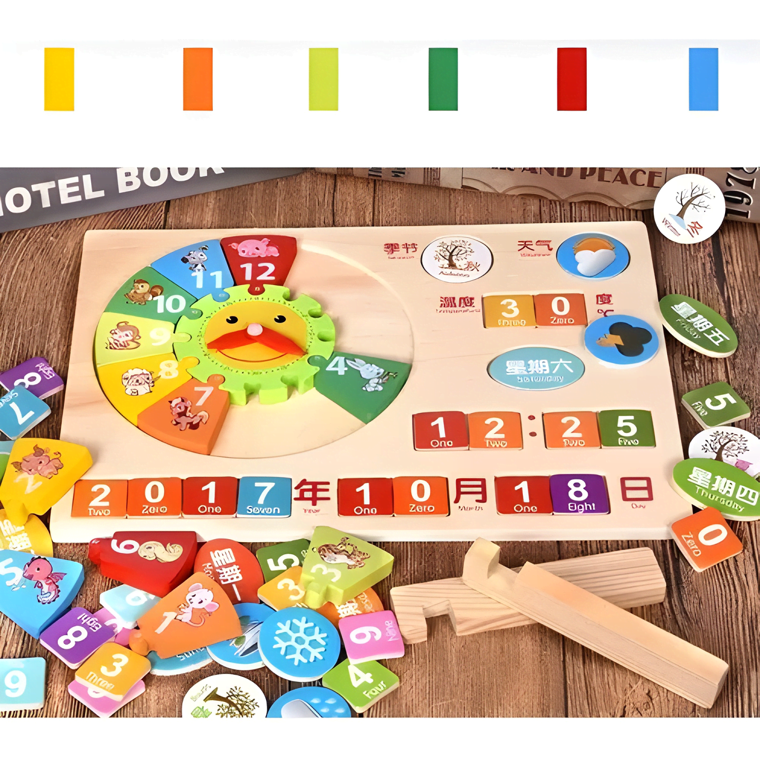 Set didactico de reloj fecha multiplicación montessori #2-1