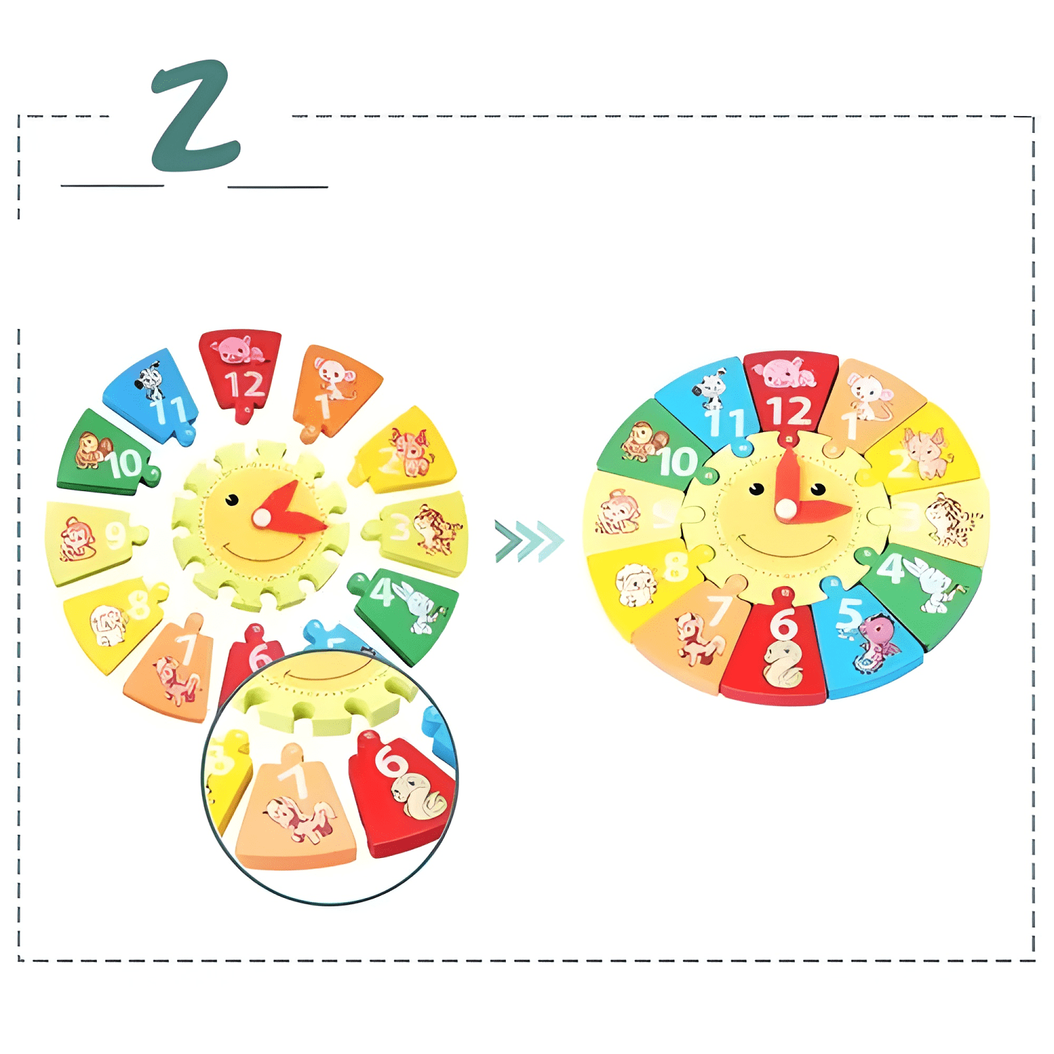Set didactico de reloj fecha multiplicación montessori #2-4
