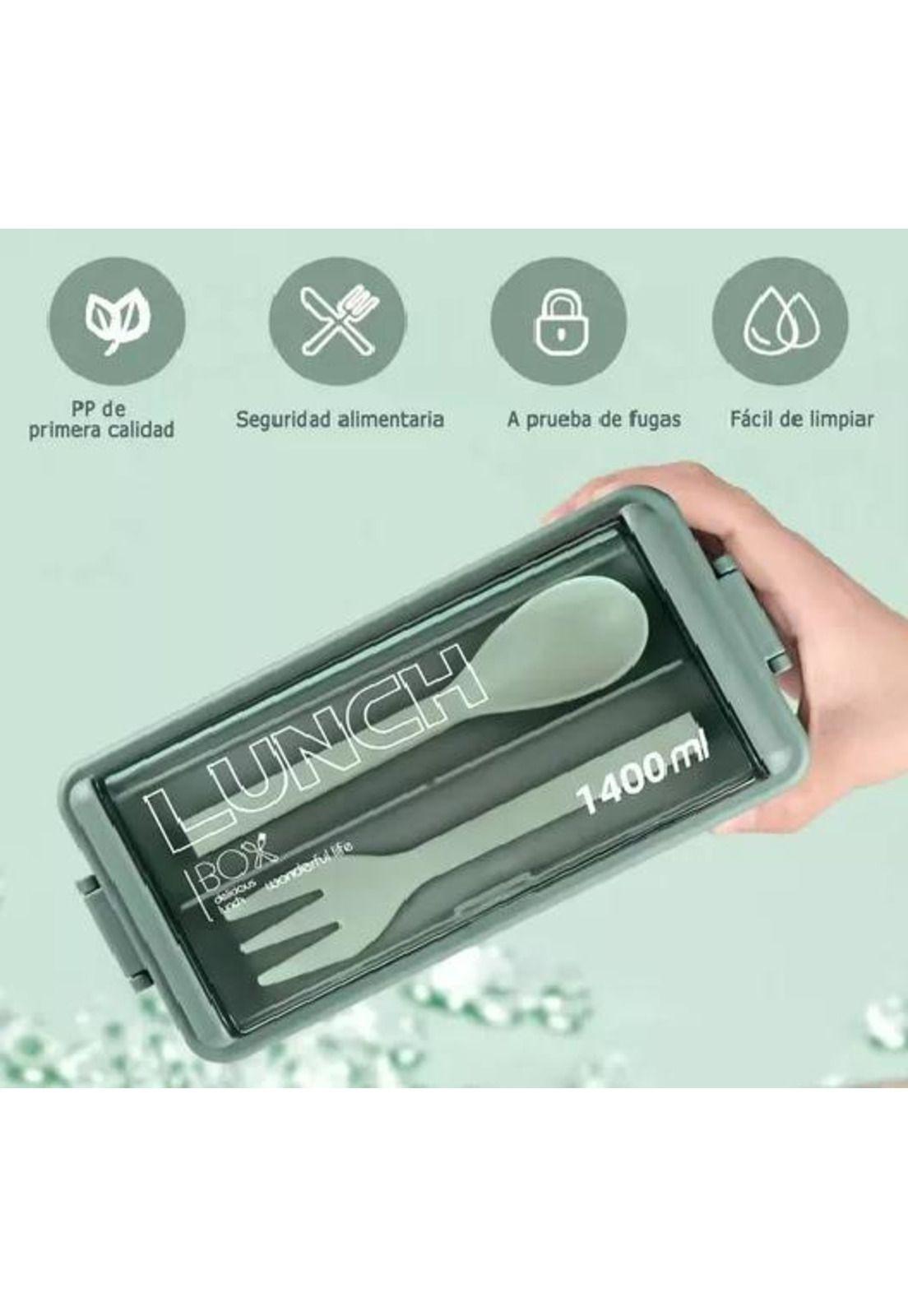 Lunch Box - 2 Niveles Fiambrera Desmontable con Cubiertos-3